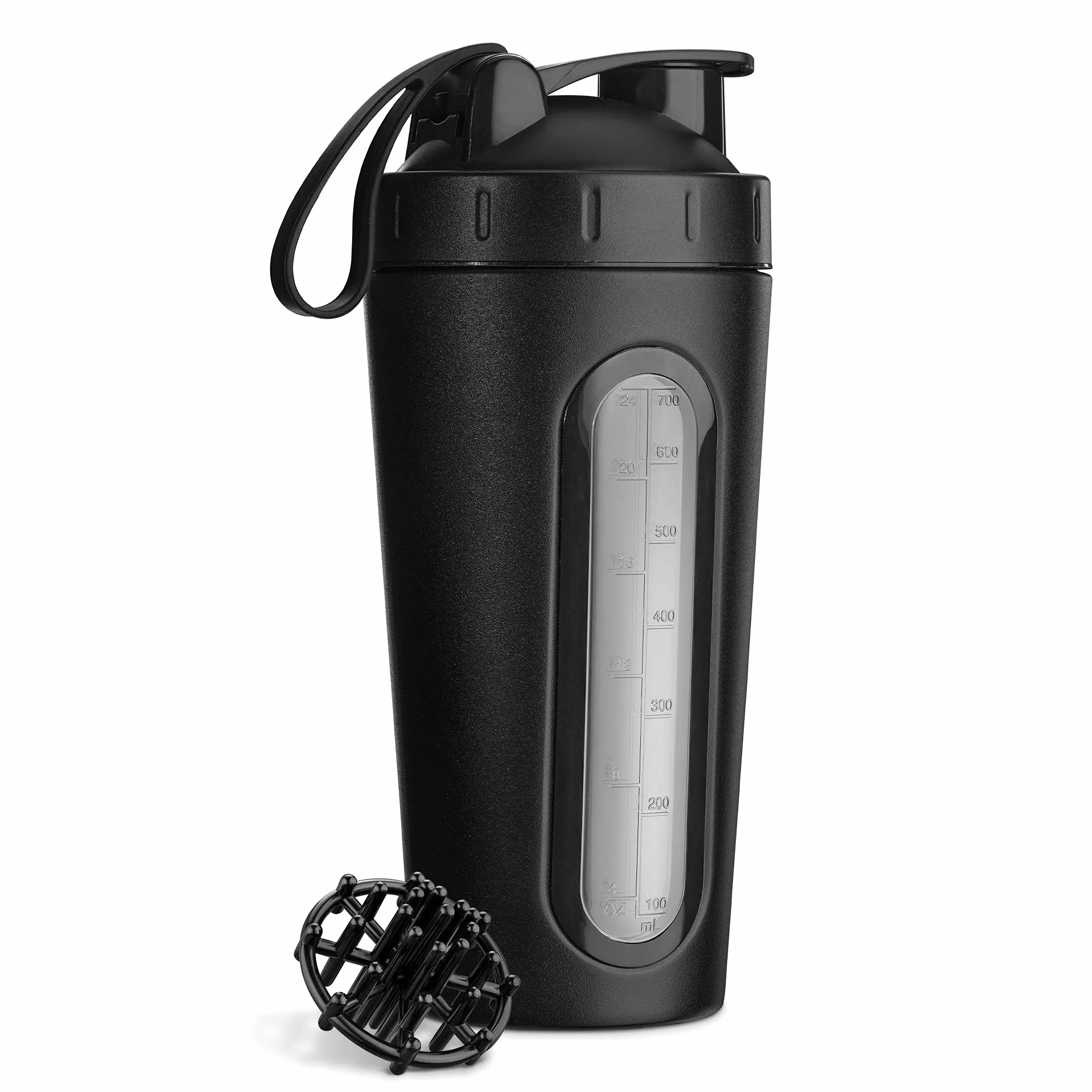 Navaris Protein Shaker butelka ze stali nierdzewnej 750 ml kubek fitness na shake białko sportowa butelka na koktajle proteinowe