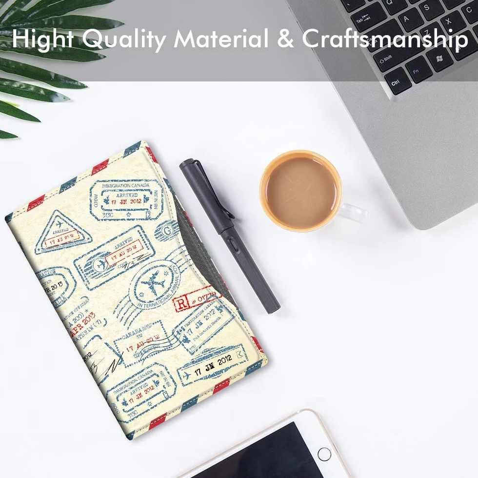 FINTIE Etui na paszport/kartę szczepień - Ultra cienkie, premium etui ze sztucznej skóry, etui na paszport, etui na dokumenty z blokadą RFID,, 14*10.5*1 cm