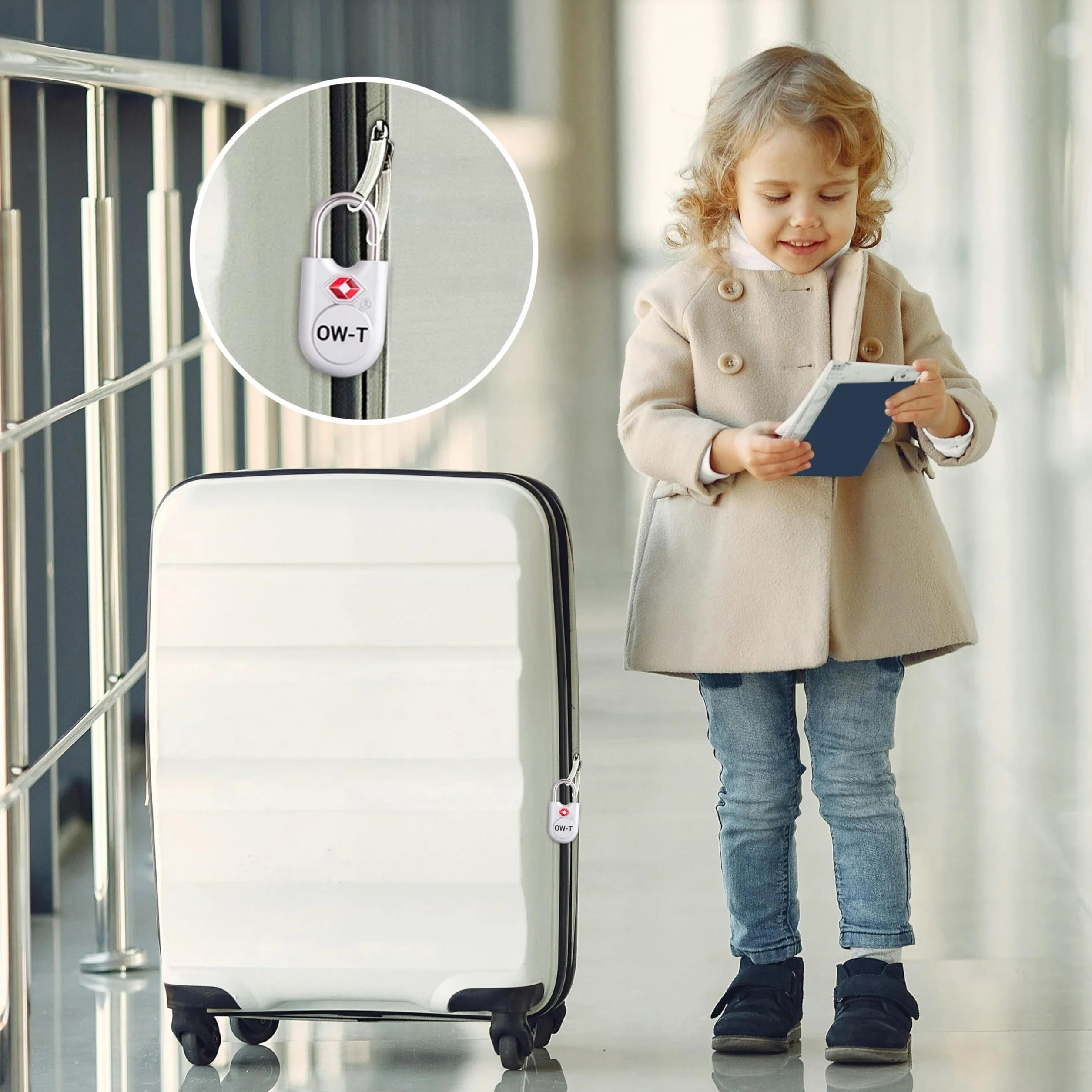 OW-Travel TSA Kłódka z Kluczykiem ​(Zestaw 2 Silver) Zamki Bagażowe na Klucz. Wytrzymałe Kłódki Bagażowe z Zamkiem na Klucz do Bagażu, Torby, Walizki, Plecaka, Szafki na Siłowni