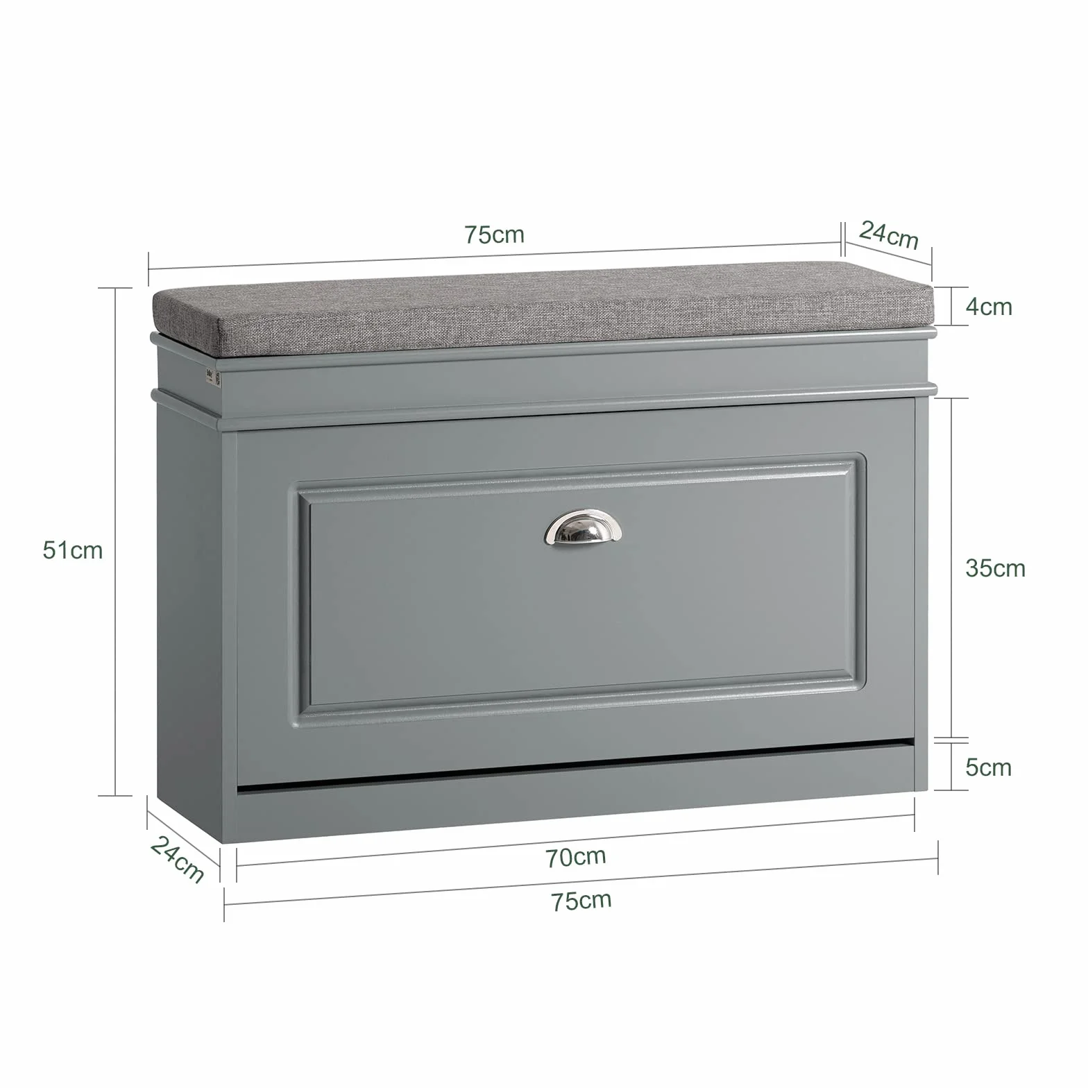 SoBuy FSR82-L-HG Szafka na Buty Ławka z Siedziskiem Szary 24x75x51cm