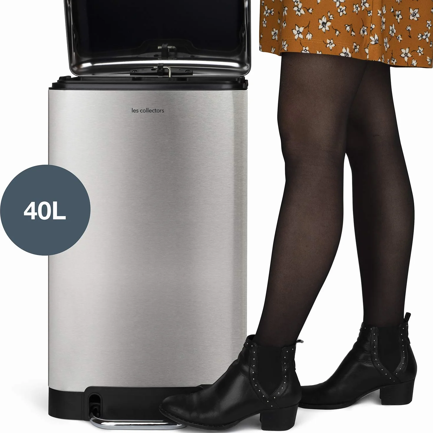 Les Collectors Kosz na śmieci z pedałem 40 l stal nierdzewna ciche zamknięcie