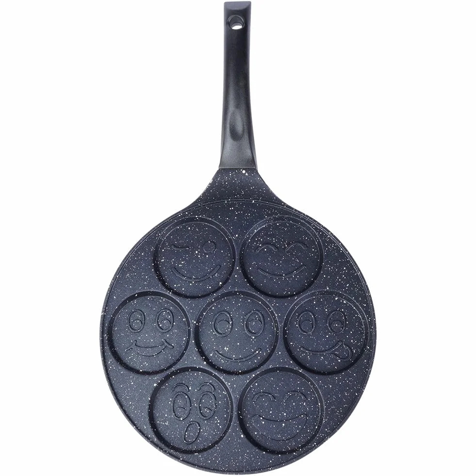 Patelnia granitowa do jajek placków 7 otworów buźki GRANDE 27 cm