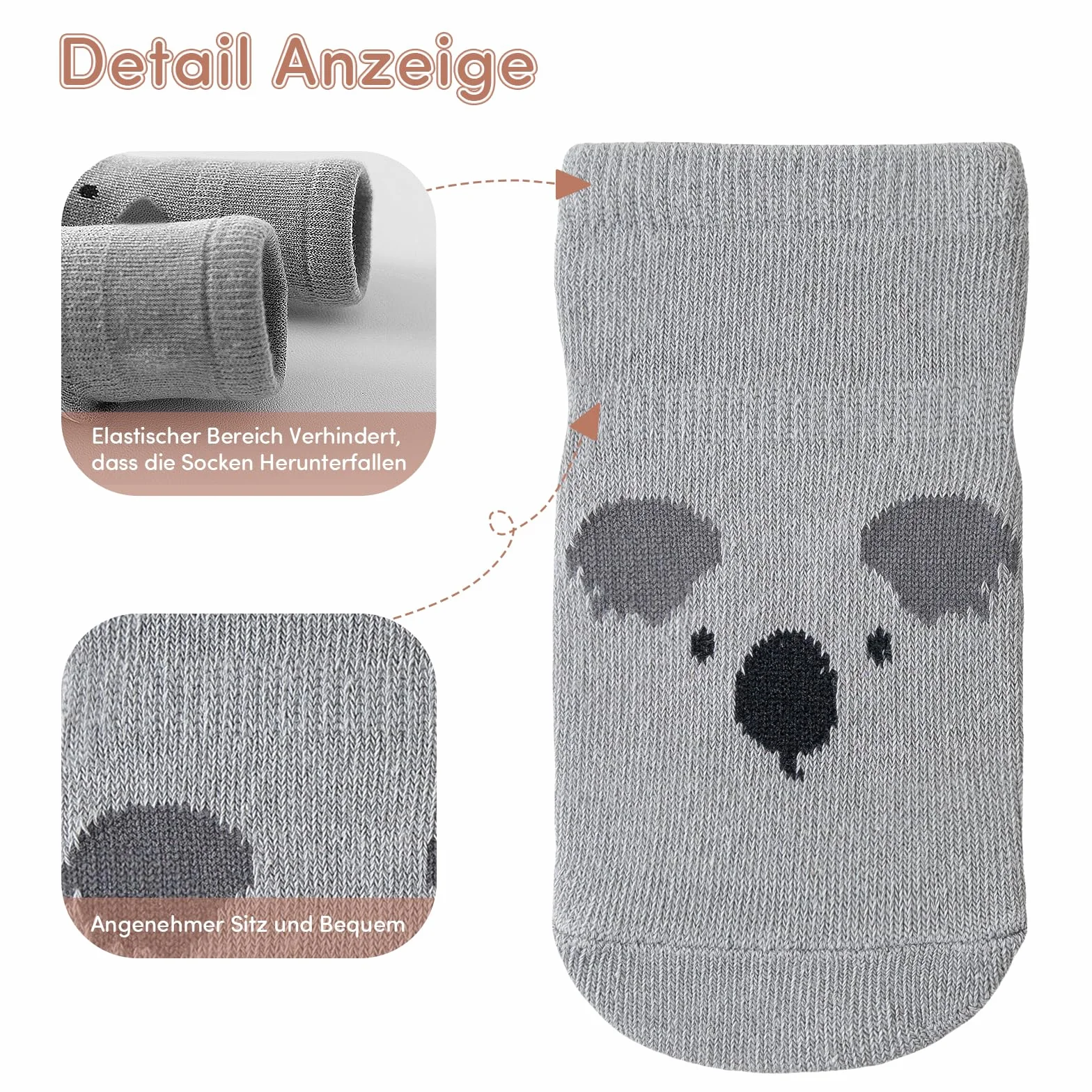 SockWaddles skarpetki dziecięce, 5 par oddychających skarpetek antypoślizgowych dla dzieci z ABS, skarpetki do raczkowania dla dzieci z bawełny, zwierzętami i jednorożcami