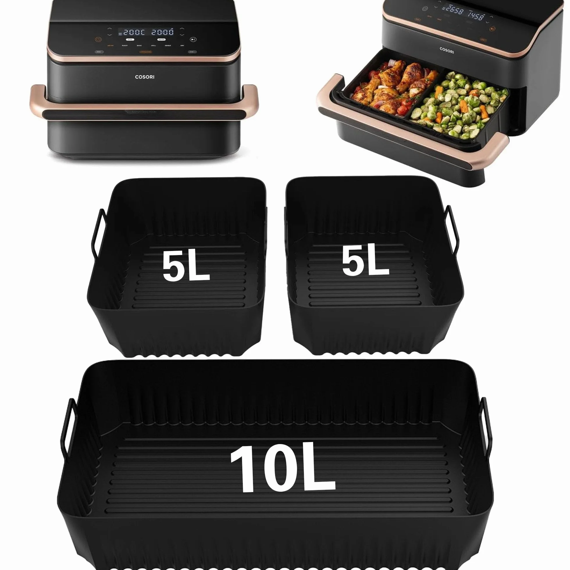 Silikonowa forma Air Fryer do Cosori Air Fryer 10 l Twinfry, 3 szt. Akcesoria do formy Air Fryer Air Fryer do Airfryer Cosori 10L