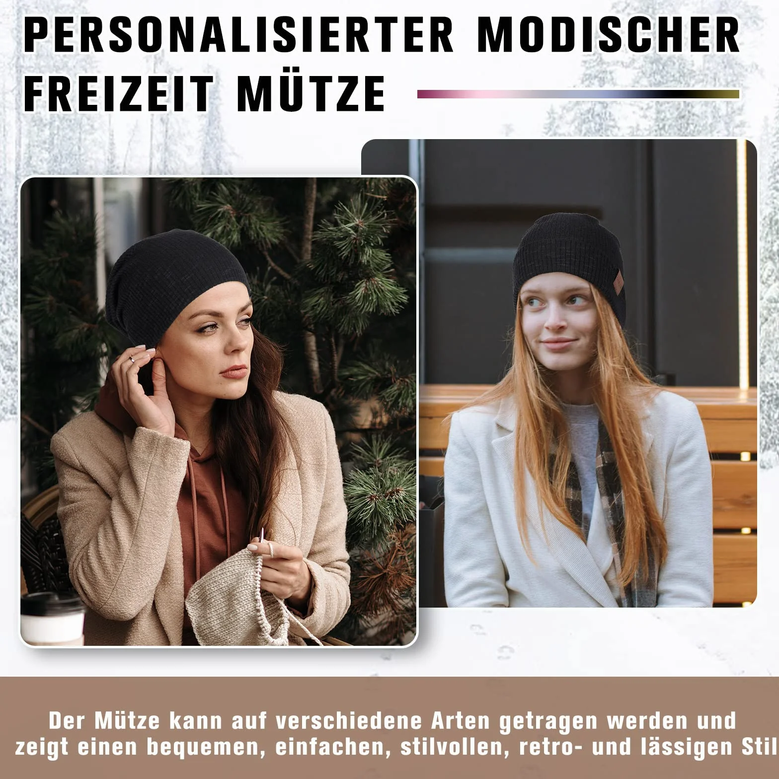 Hamuni Slouch Beanie Czapka damska, męska, elastyczna, miękka, wygodna, z dżerseju, klasyczna, modna, długa czapka typu beanie, idealna na wiosnę, jesień i zimę, czarny, jeden rozmiar
