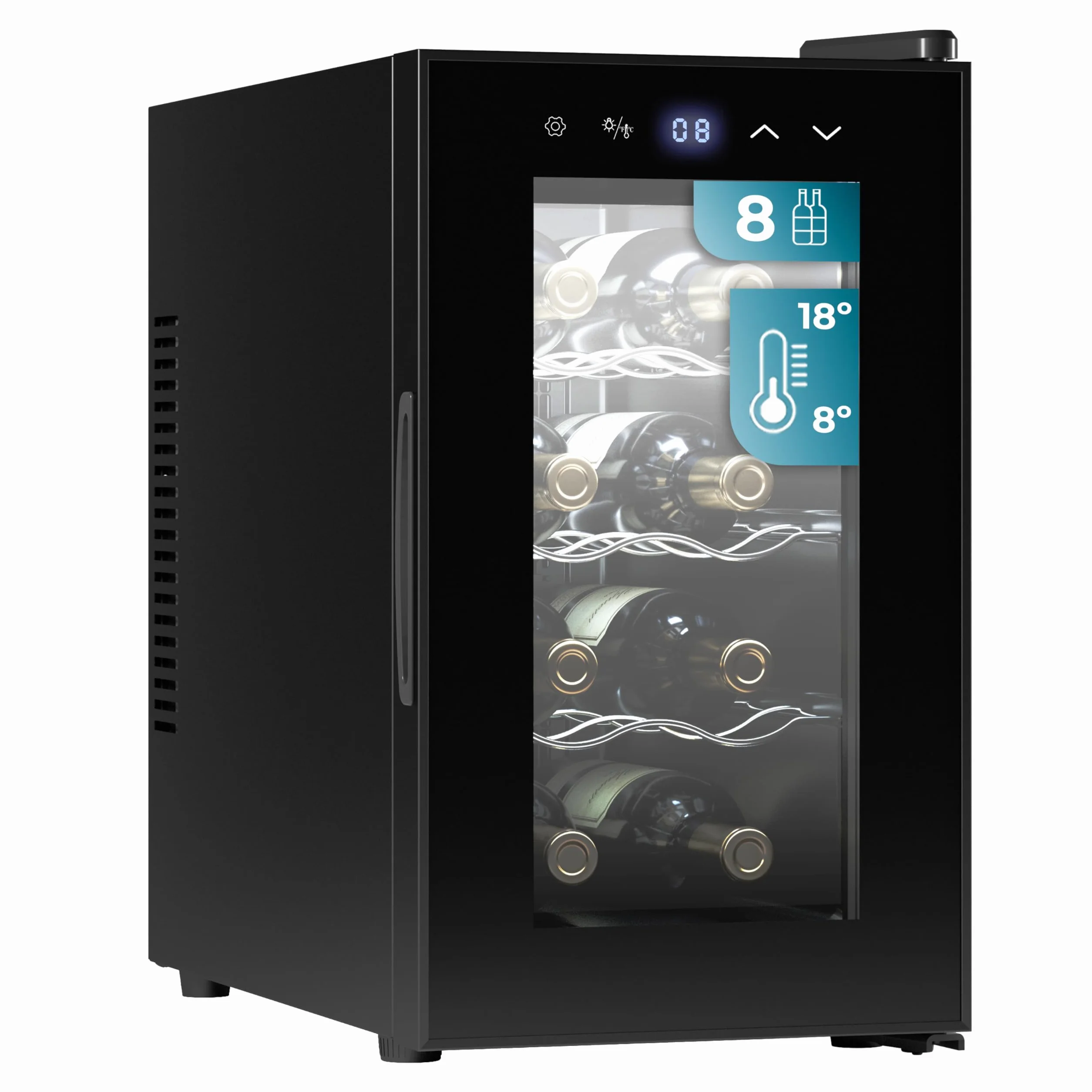 Cecotec Chłodziarka do Wina Bolero Grandsommelier 830 Coolcrystal 8 Butelek Termoelektryczna