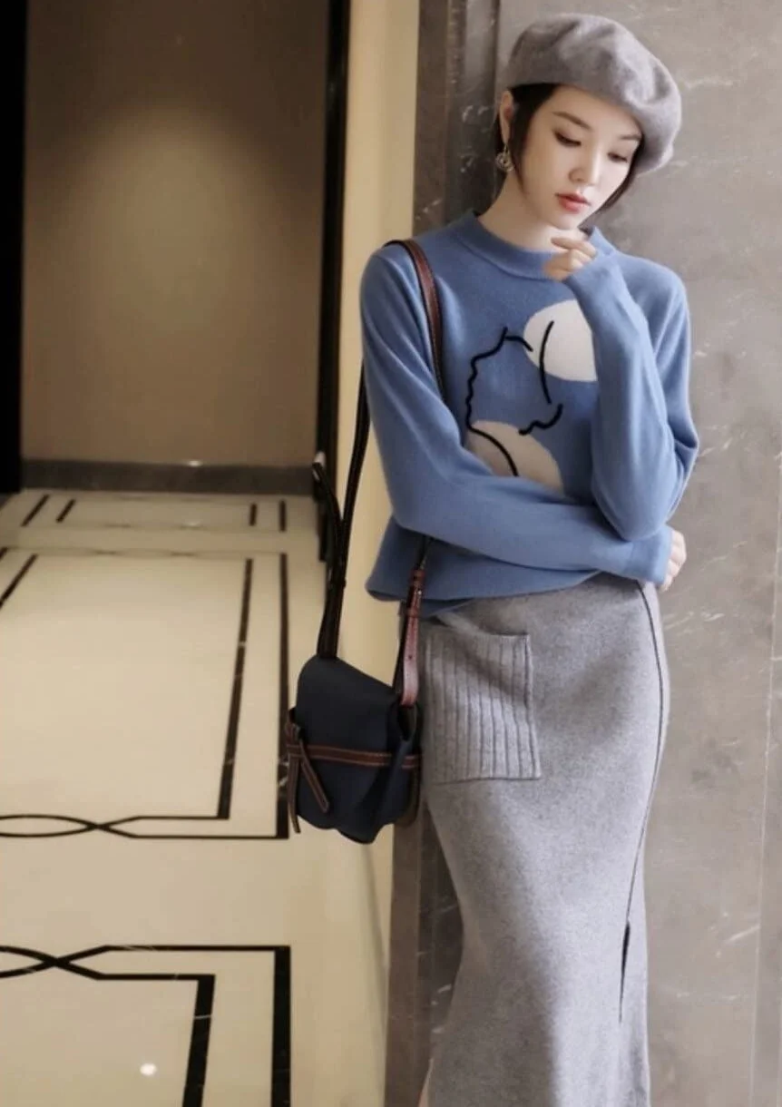 Sweter damski sweter damski sweter dzianinowy odzież zimowa damski sweter modny okrągły dekolt sweter gruby sweter z długim rękawem top nowy na Boże Narodzenie sweter