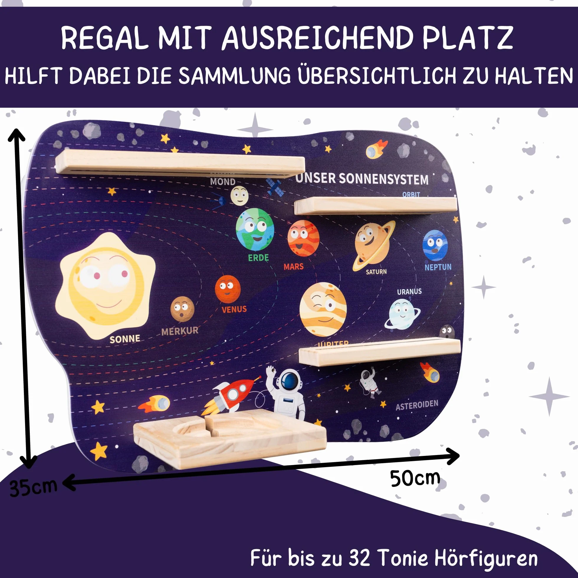 Bunnyboo Regał na Figurki Toniebox Astronauta na 32 Figurki