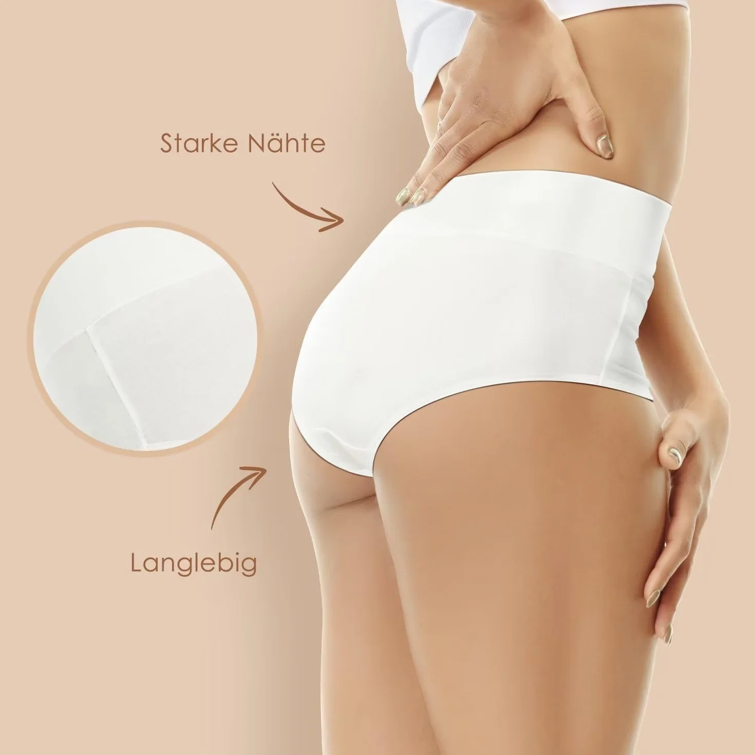 YouShow Women's Underwear Brief Cotton Knickers Pack of 5 High Waist Stretchy Tummy Control Panties