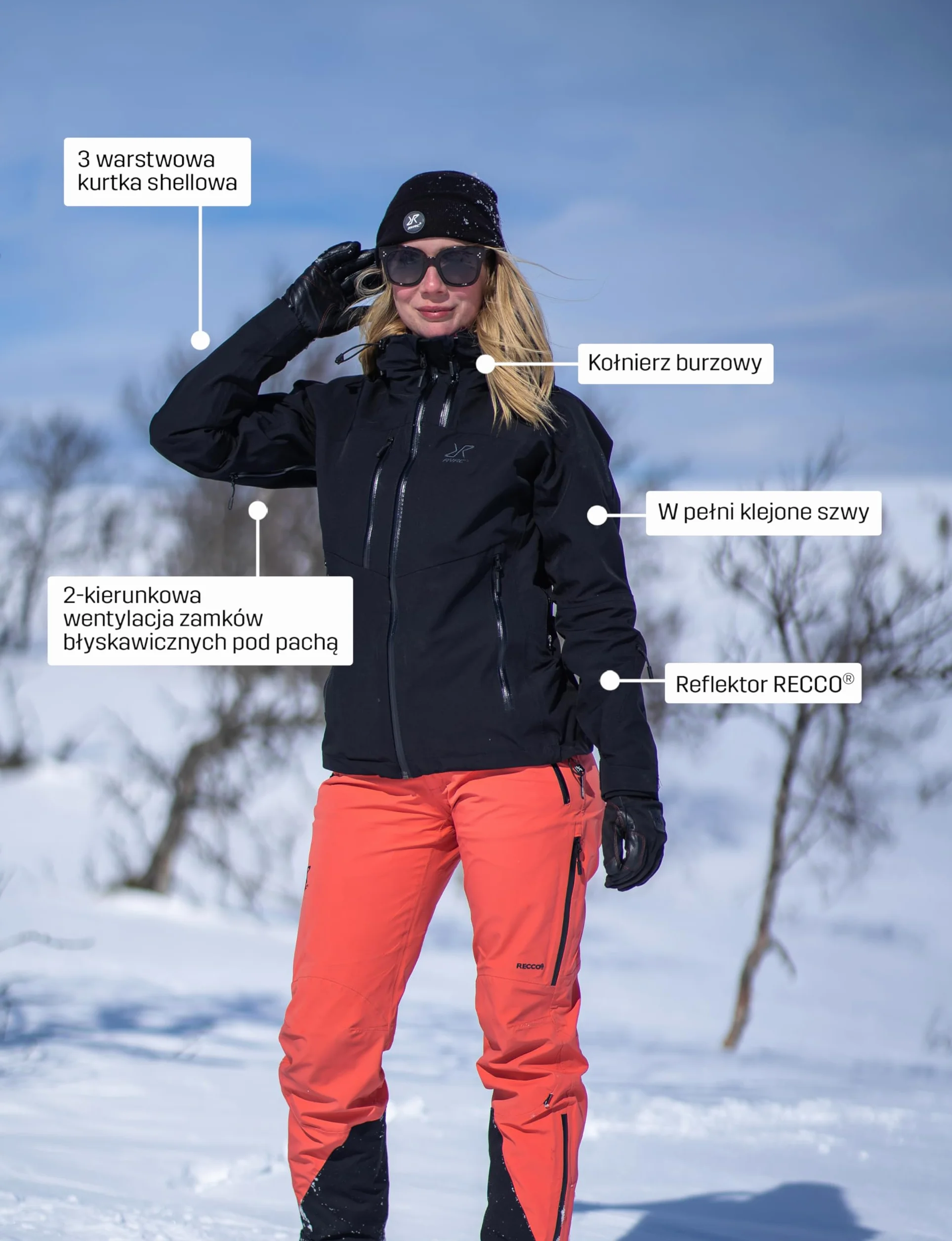 RevolutionRace Cyclone 3L Shell Jacket Damska, Wodoodporna kurtka z reflektorami Recco do wędrówek