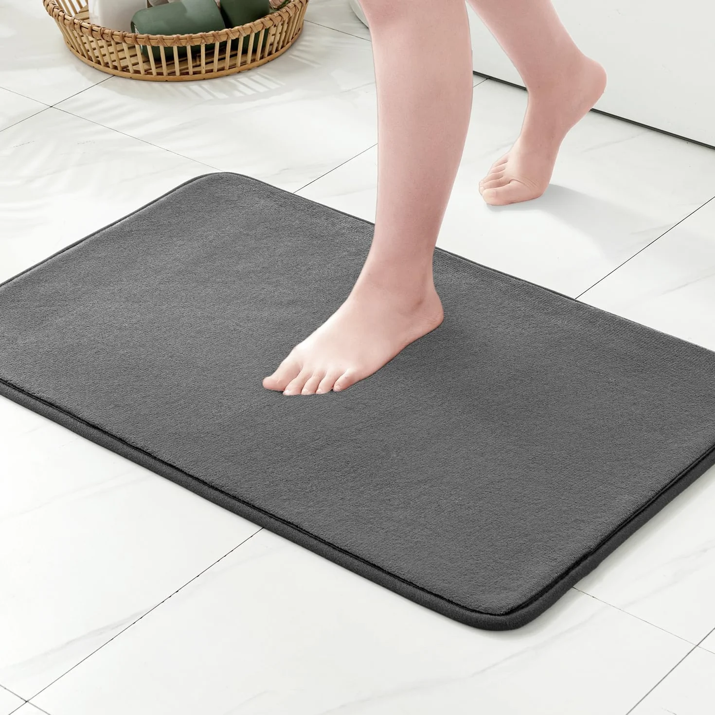 MIULEE antypoślizgowa mata łazienkowa z pianki hydrofilowej 50 x 80 cm ciemnoszara
