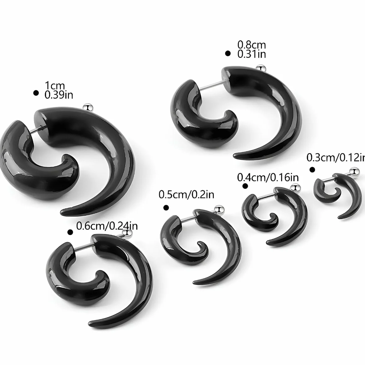 1 para 3 mm (8 G) czarny akrylowy wir spirala plemienne fałszywe stożki miernik rozciągacze gage zestaw do rozciągania tunele do uszu kolczyki zatyczki zestaw do piercingu ciała biżuteria