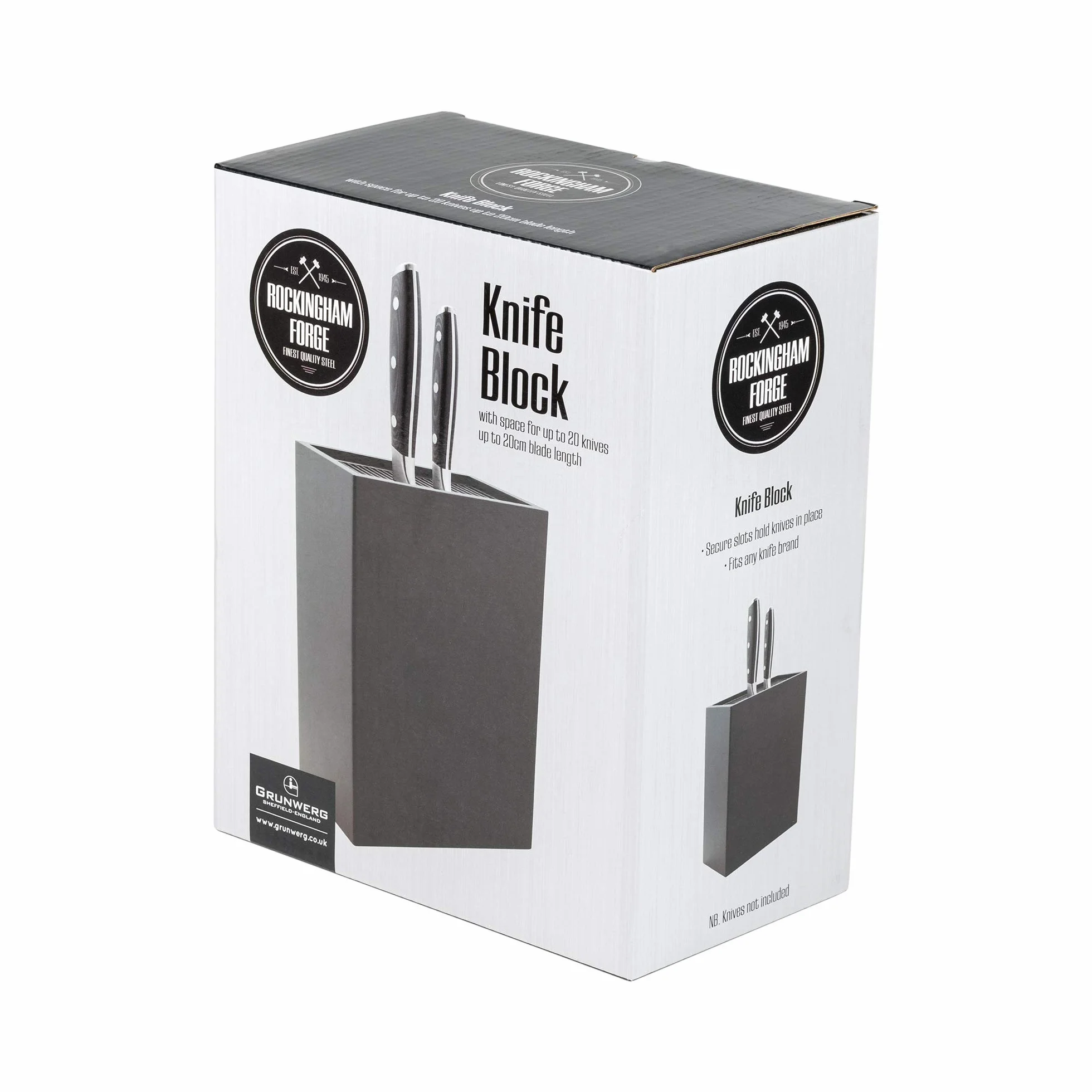 Rockingham Forge Uniwersalny blok na noże pionowy matowy czarny 20 przegródek 27 cm