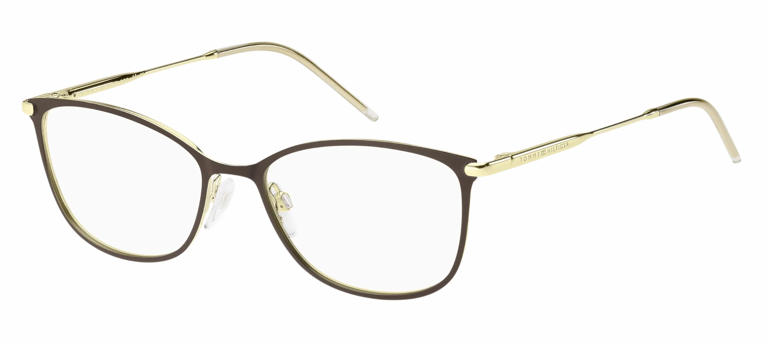 TOMMY HILFIGER Okulary z ostrością widzenia dla kobiet, opcjonalnie z filtrem przeciwsłonecznym lub filtrem niebieskiego światła, prostokątne, wykonane ze stali (w zestawie etui na okulary)