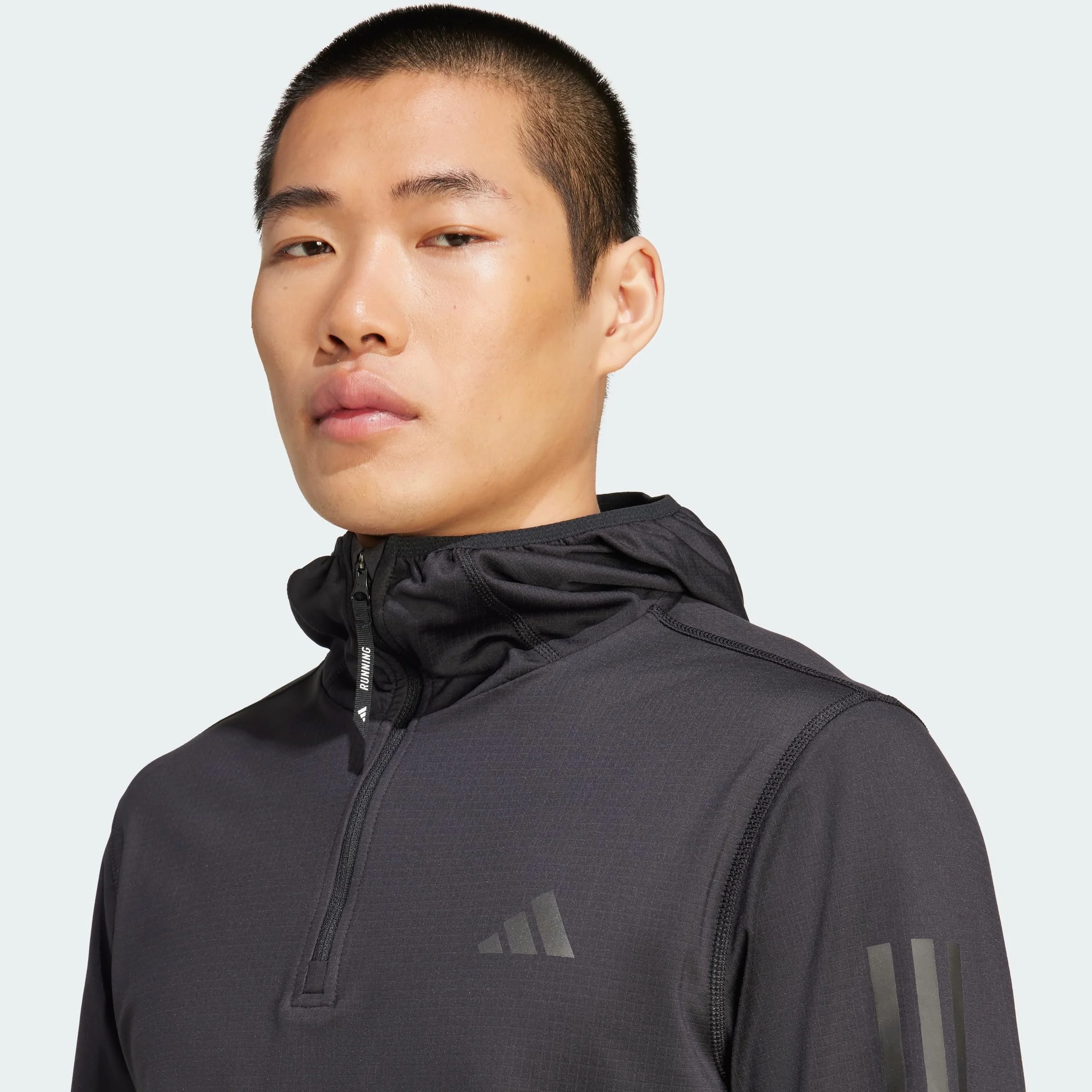adidas Mężczyźni Own the Run Winterized Hooded Half-Zip, Black, L