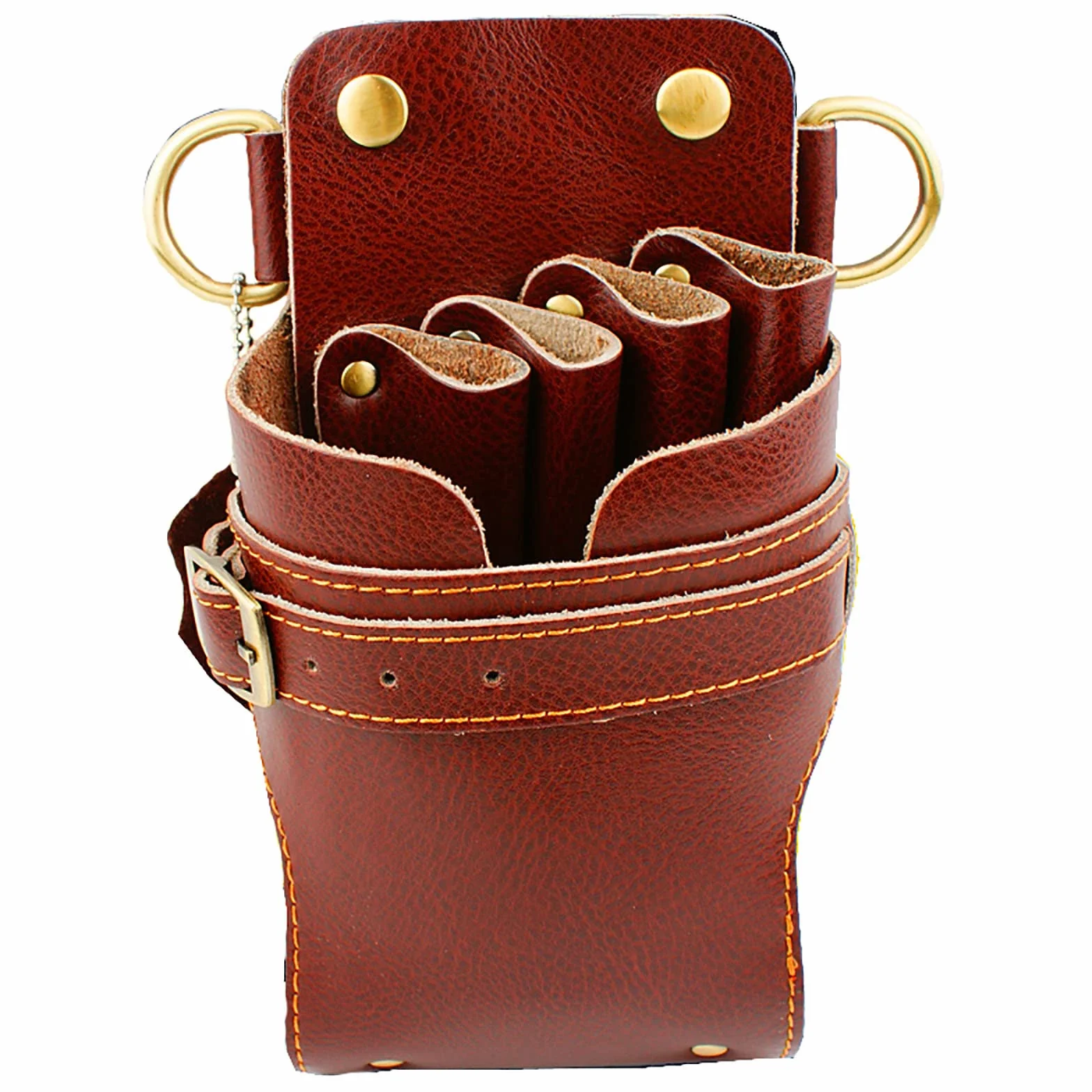 torba biodrowa dla stylistów fryzur, Z nożyczkami do paska fryzjerstwo skórzana kabura etui na uchwyt(Brown)