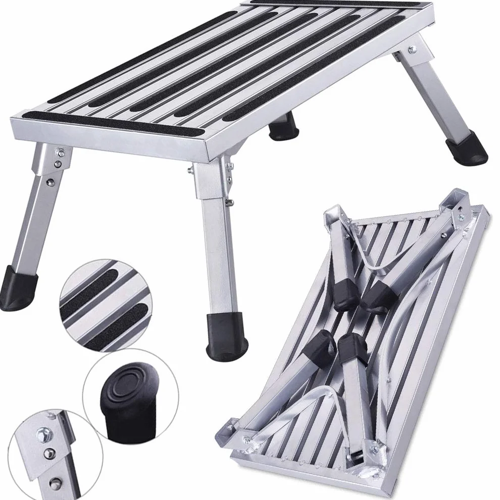 Aluminium Klapptritt Trittleiter 1 Stufe 150 kg HDM 47x30x23cm falter Hocker mit Anti-Rutsch Matte