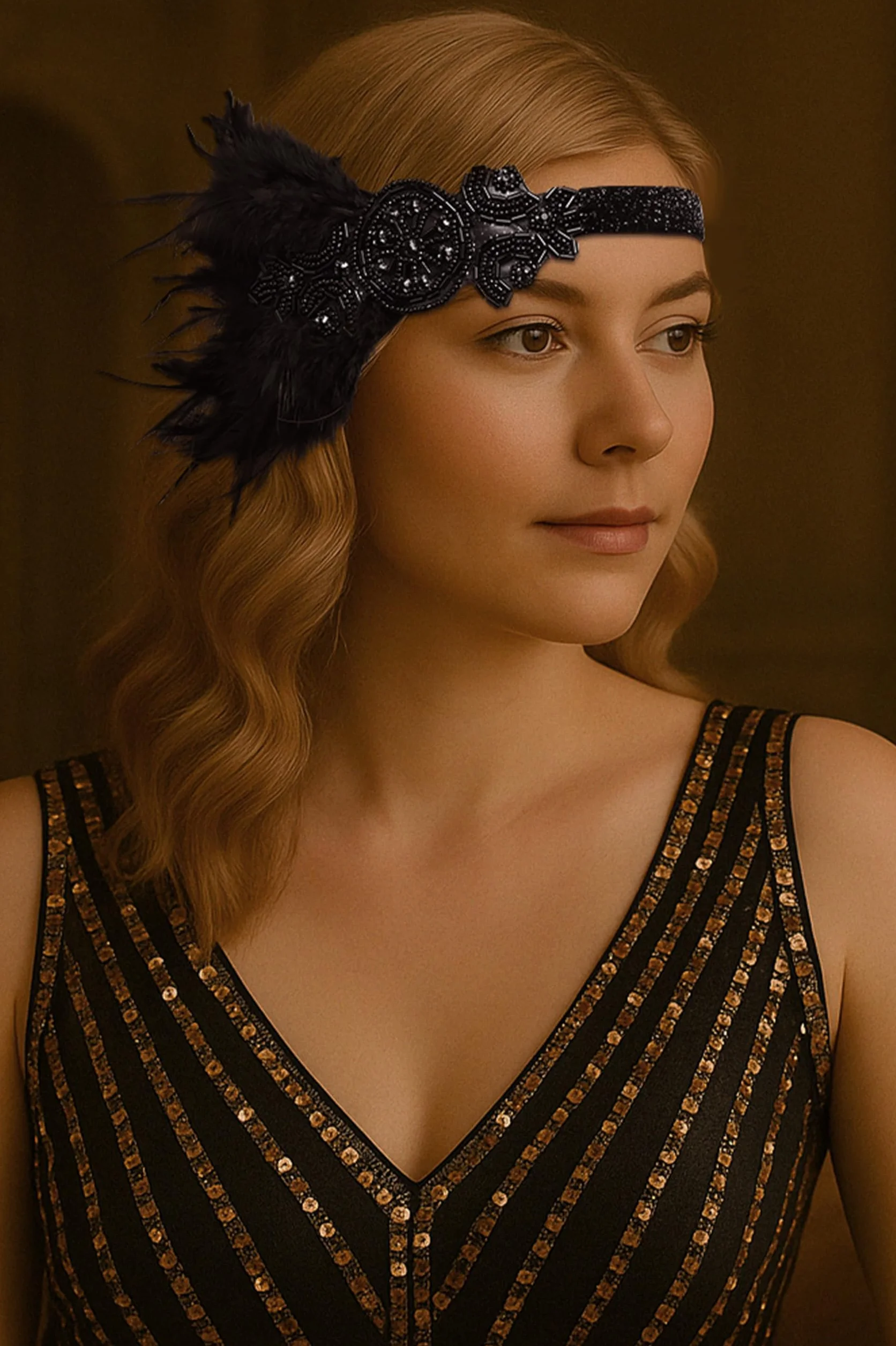 BABEYOND 1920s Stirnband Damen Gatsby Kostüm Accessoires 21er Jahre Flapper Feder Haarband