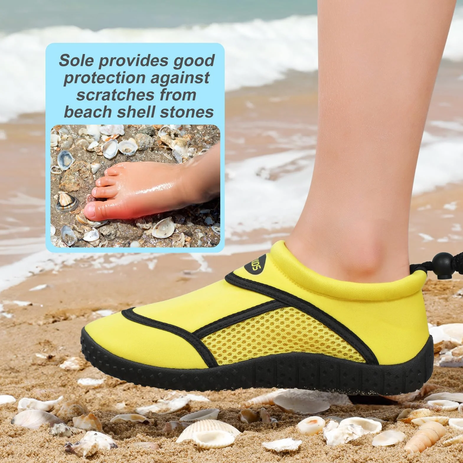 HKR Dziecięce buty kąpielowe, buty do wody, buty plażowe, dla chłopców i dziewczynek, rozm. 28-38, żółty, 31 EU
