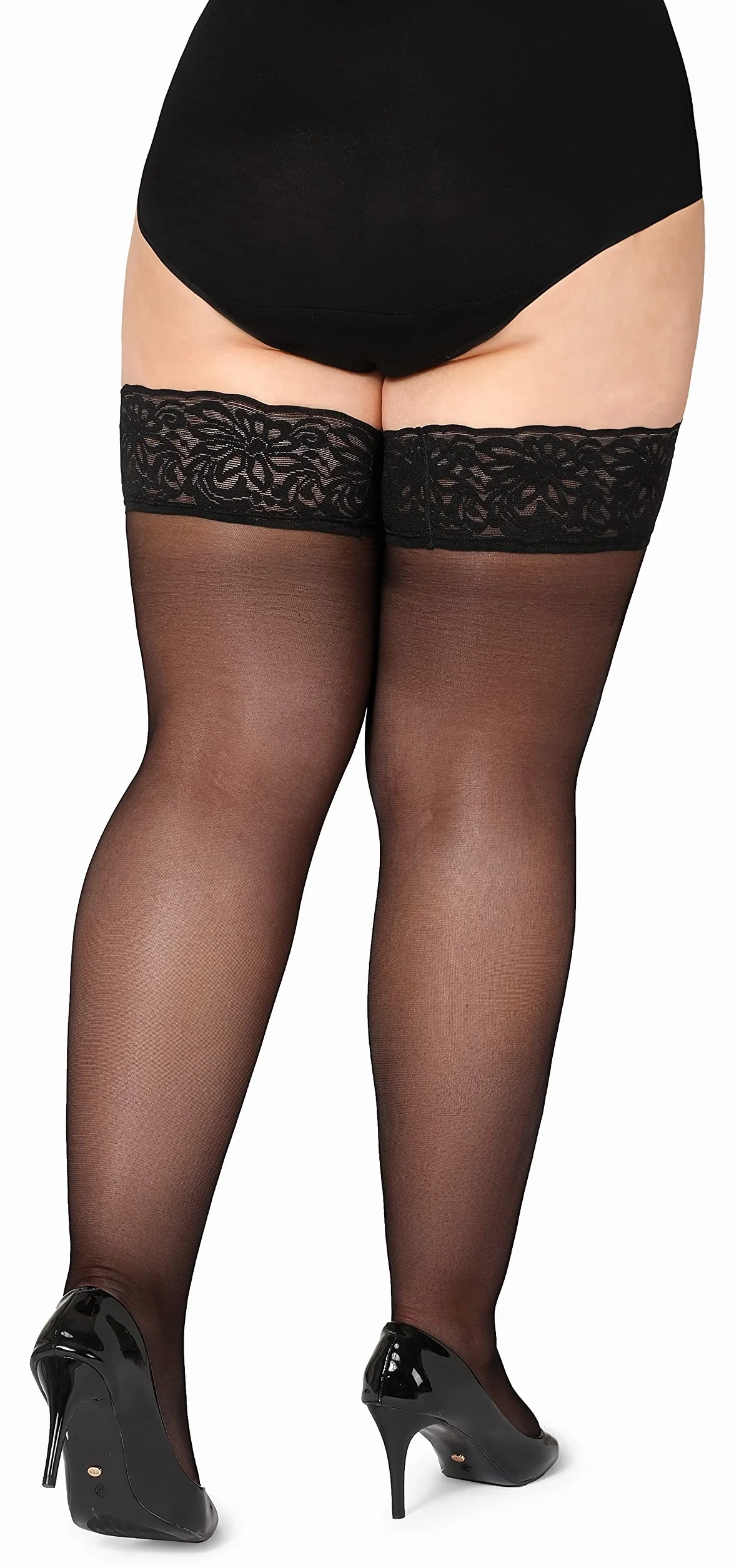 Bellivalini Damskie Pończochy Samonośne z Koronką Plus Size 40 DEN BLV-1127