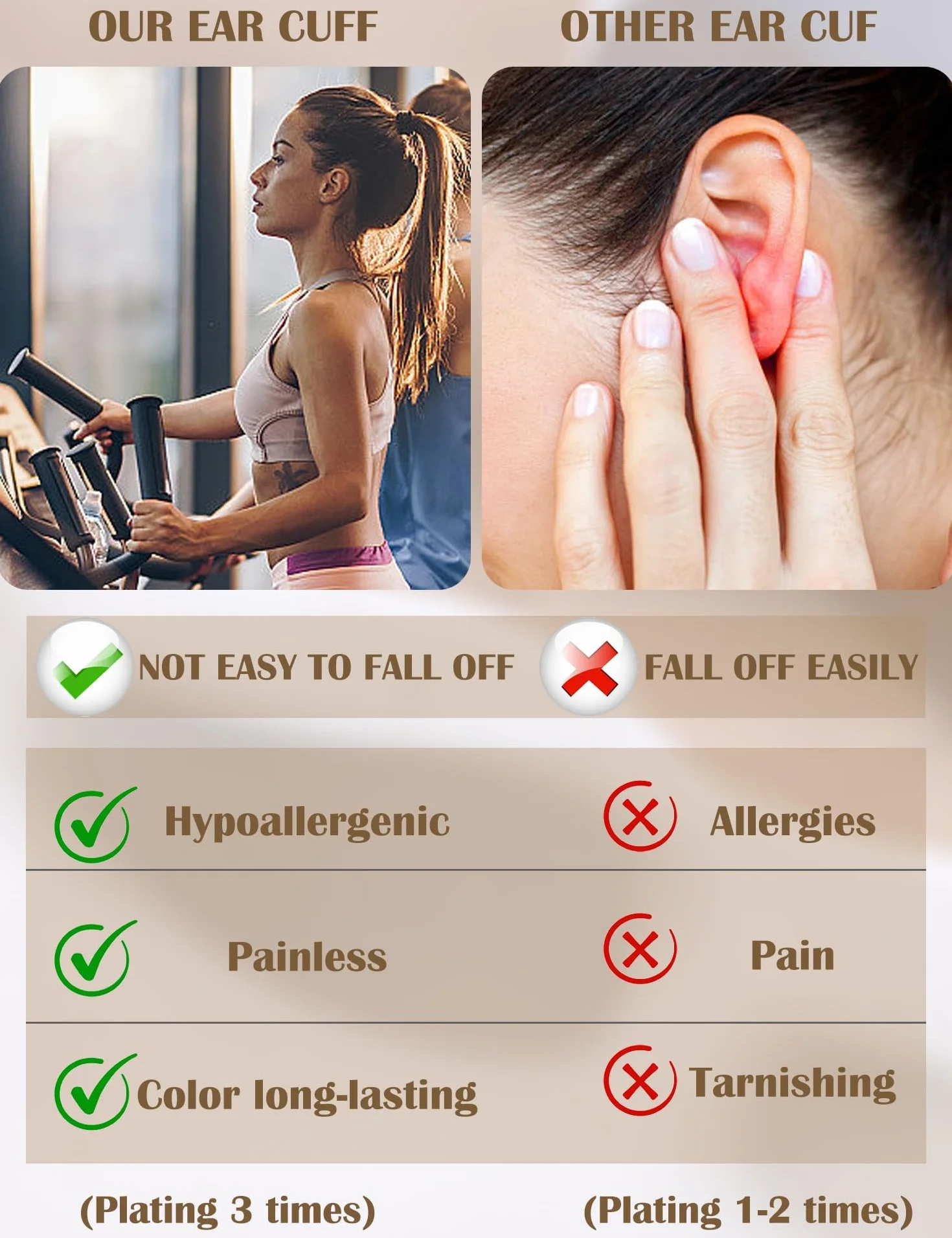 Morfetto Ear Cuff zestaw kolczyków dla kobiet, bez piercingu, 4 pary kolczyków powlekanych złotem 14 K, Fake Helix, nieblaknące, regulowane mankiety w pudełku prezentowym