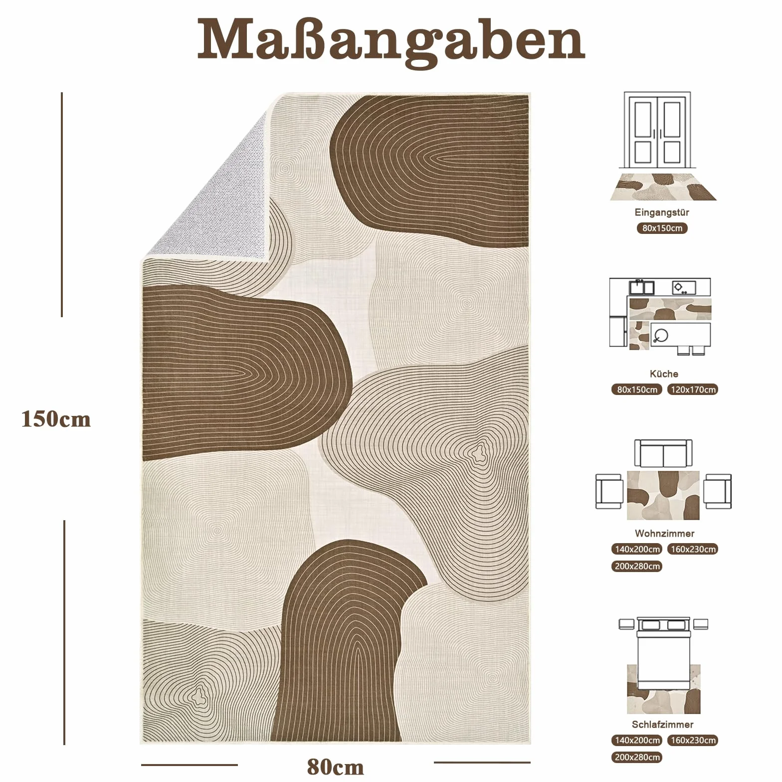 Alishomtll Dywan do salonu 80x150cm, do sypialni, nadający się do prania, mata antypoślizgowa, miękki dywan z krótkim włosiem, nowoczesne linie geometryczne, łatwy w pielęgnacji, trwały, duży