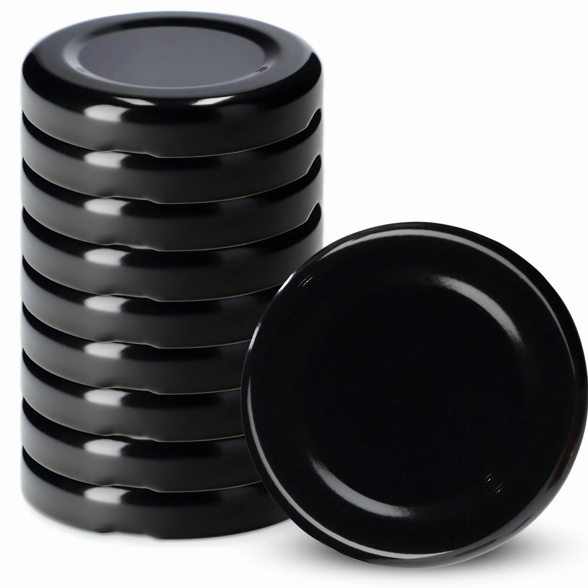 KADAX Zestaw 10 szt. Wieczka twist - off metalowe fi43 mm 40 ml czarne, szczelne zamknięcie z 4 zaczepami, odporne na korozję, do słoików i butelek na przetwory
