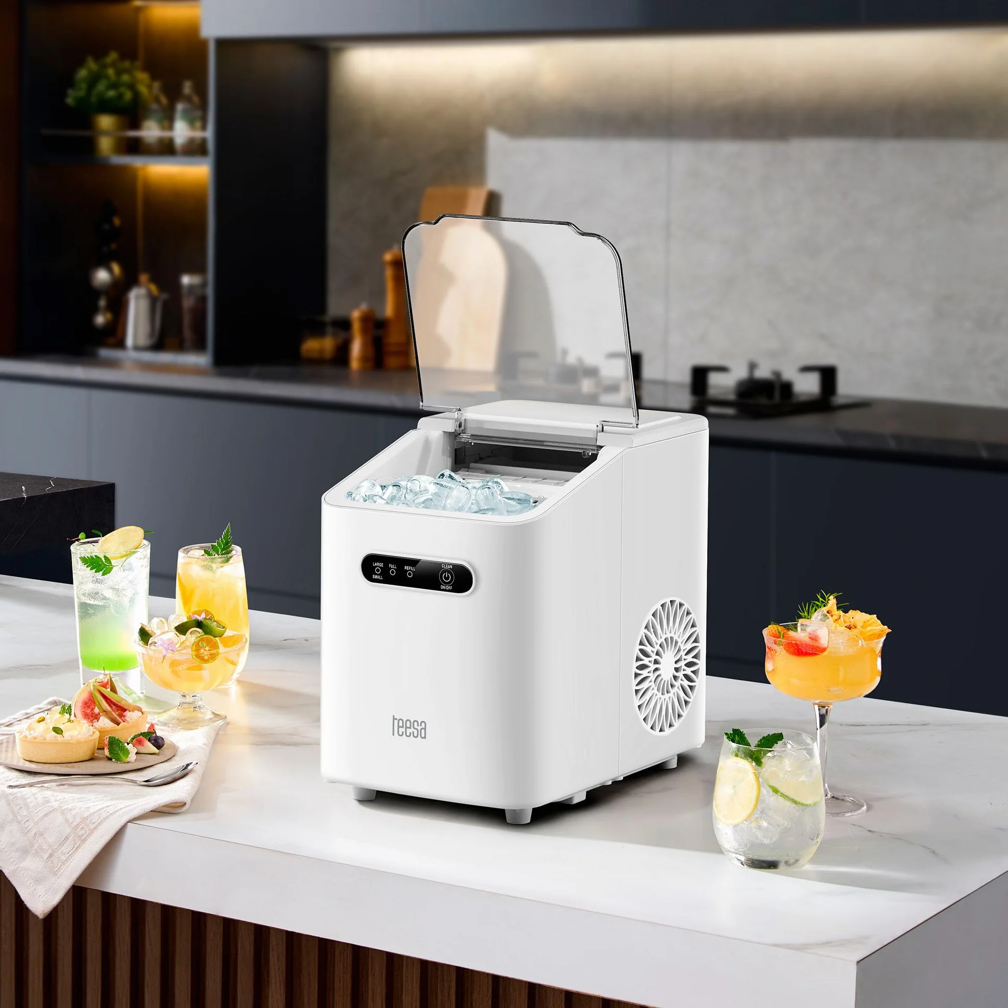Teesa Kostkarka do Lodu EASY ICE 1L 110W Dwa Rozmiary Kostek 11 kg/24h Autoczyszczenie TSA5009
