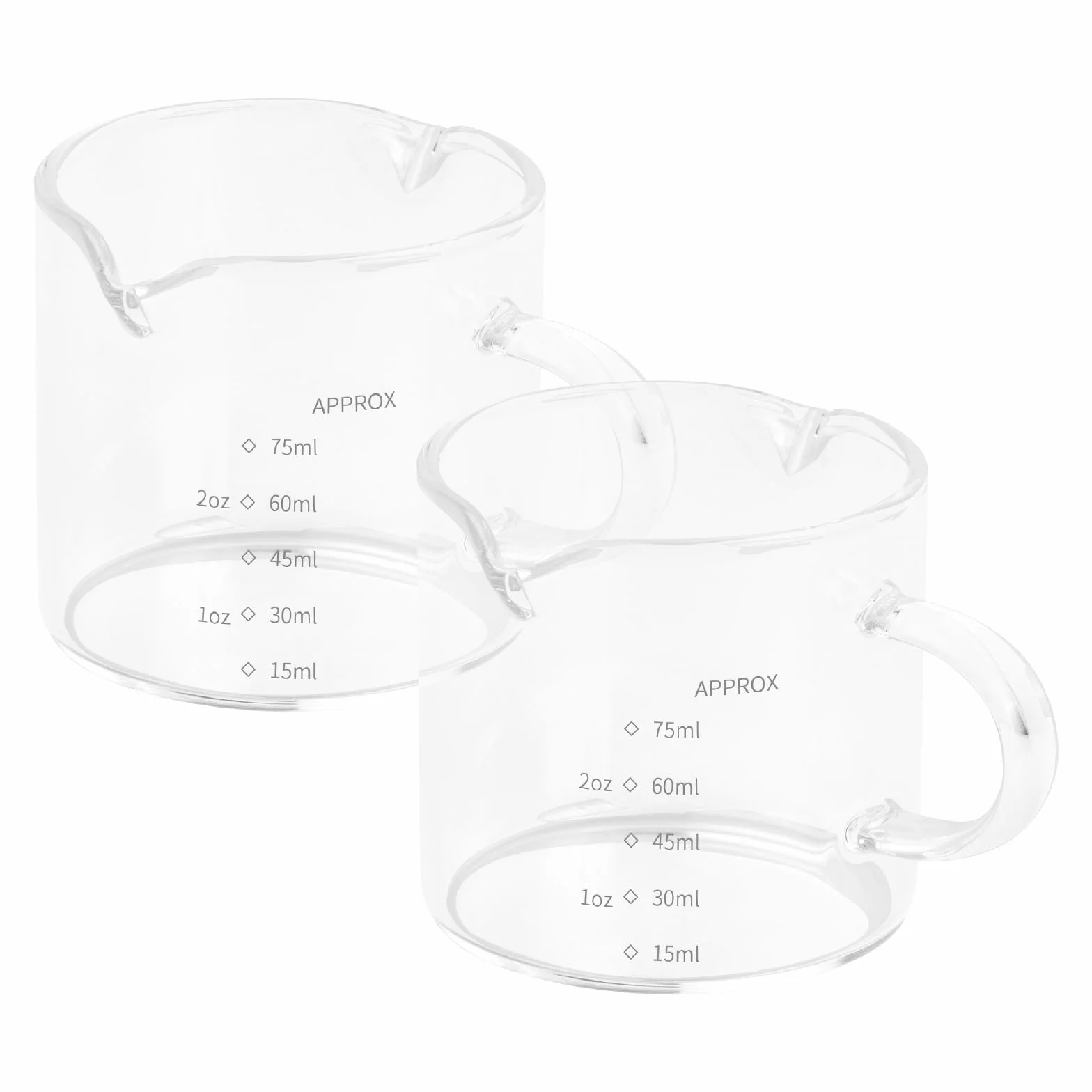 Dokeno 2 szt. Miarka i kubek dozowany 75 ml, podwójna dysza odporna na ciepło, mikrofalówka, do mleka, herbaty, kawy