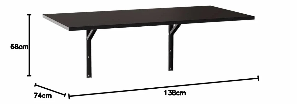 Stół rozkładany ścienny FLAP 138x68 cm Czarny