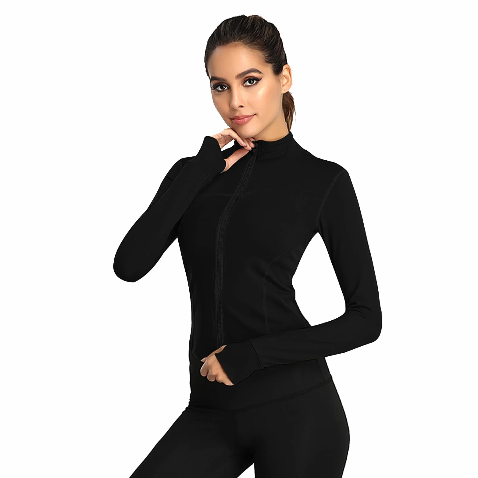 flintronic Damska kurtka do biegania, topy na siłownię, koszulka sportowa, slim fit, oddychająca odzież sportowa do fitnessu, treningu, jogi, krótkie topy