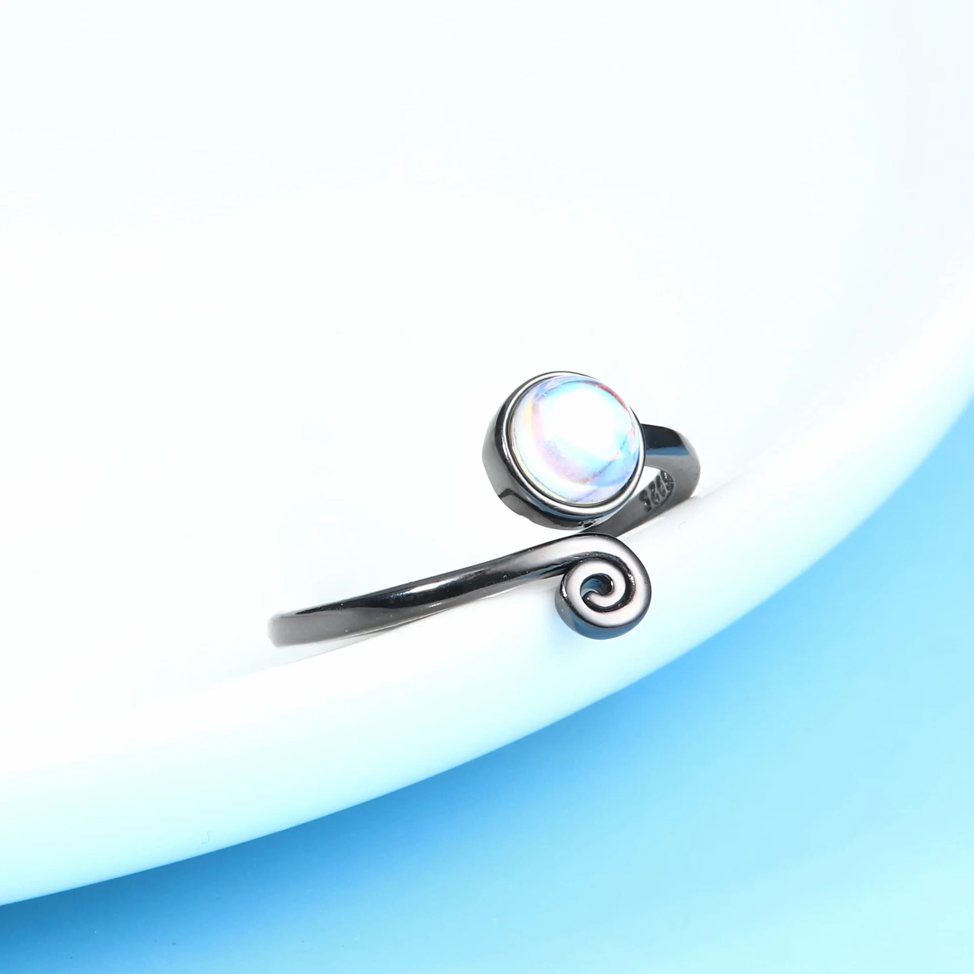 Sllaiss 3PCS 925 Sterling Silver Czarny Pierścień do palca dla kobiet Mężczyzn Otwarty Regulowany Pierścień Czarny Twist Flower Cool Toe Ring Zestaw palca Pierścień Foot Biżuteria
