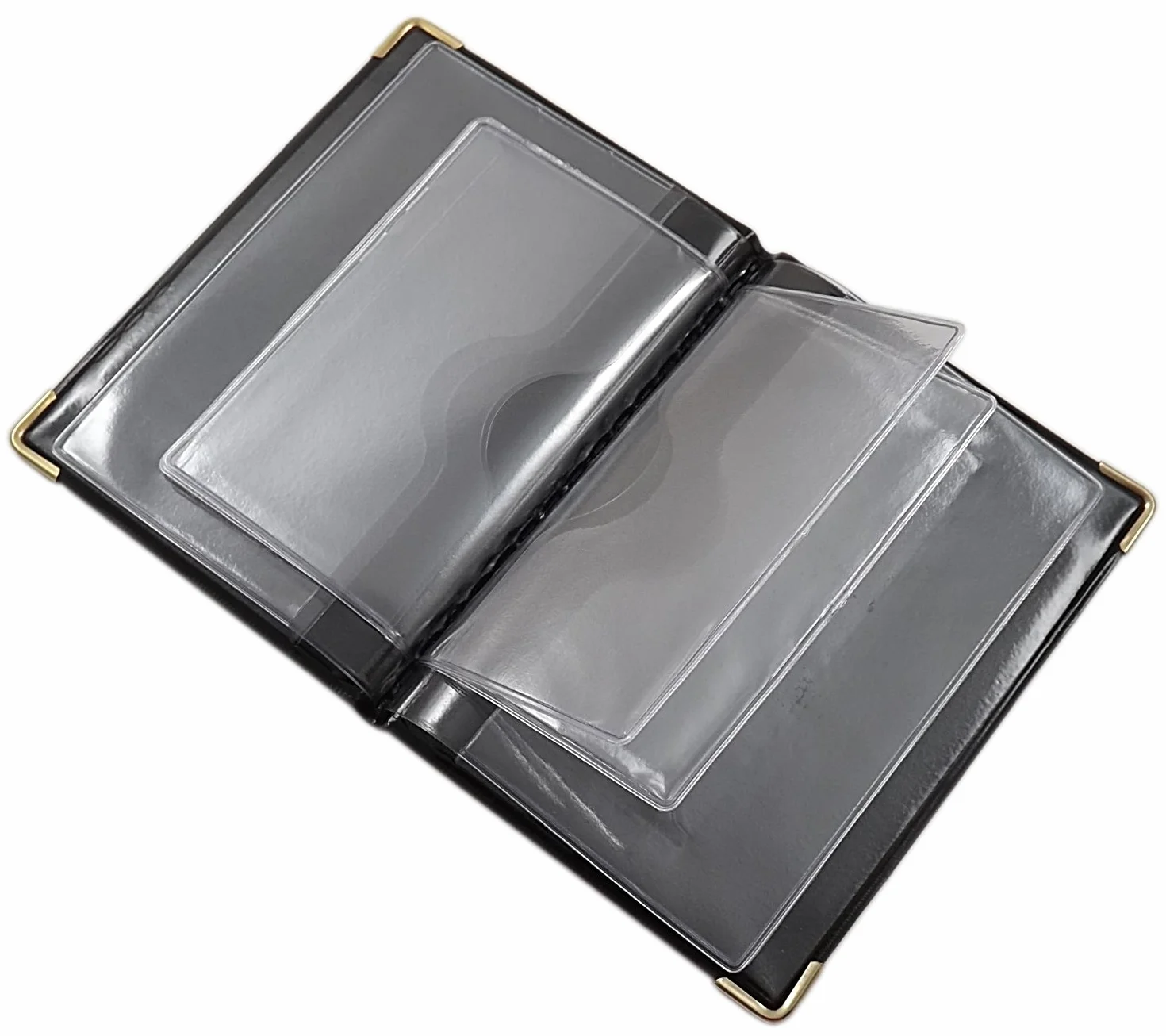 myledershop Etui na dowód osobisty i karty kredytowe z metalowymi narożnikami 10 kieszeni, Wzór 4 / czarny, standard size, Nowoczesny