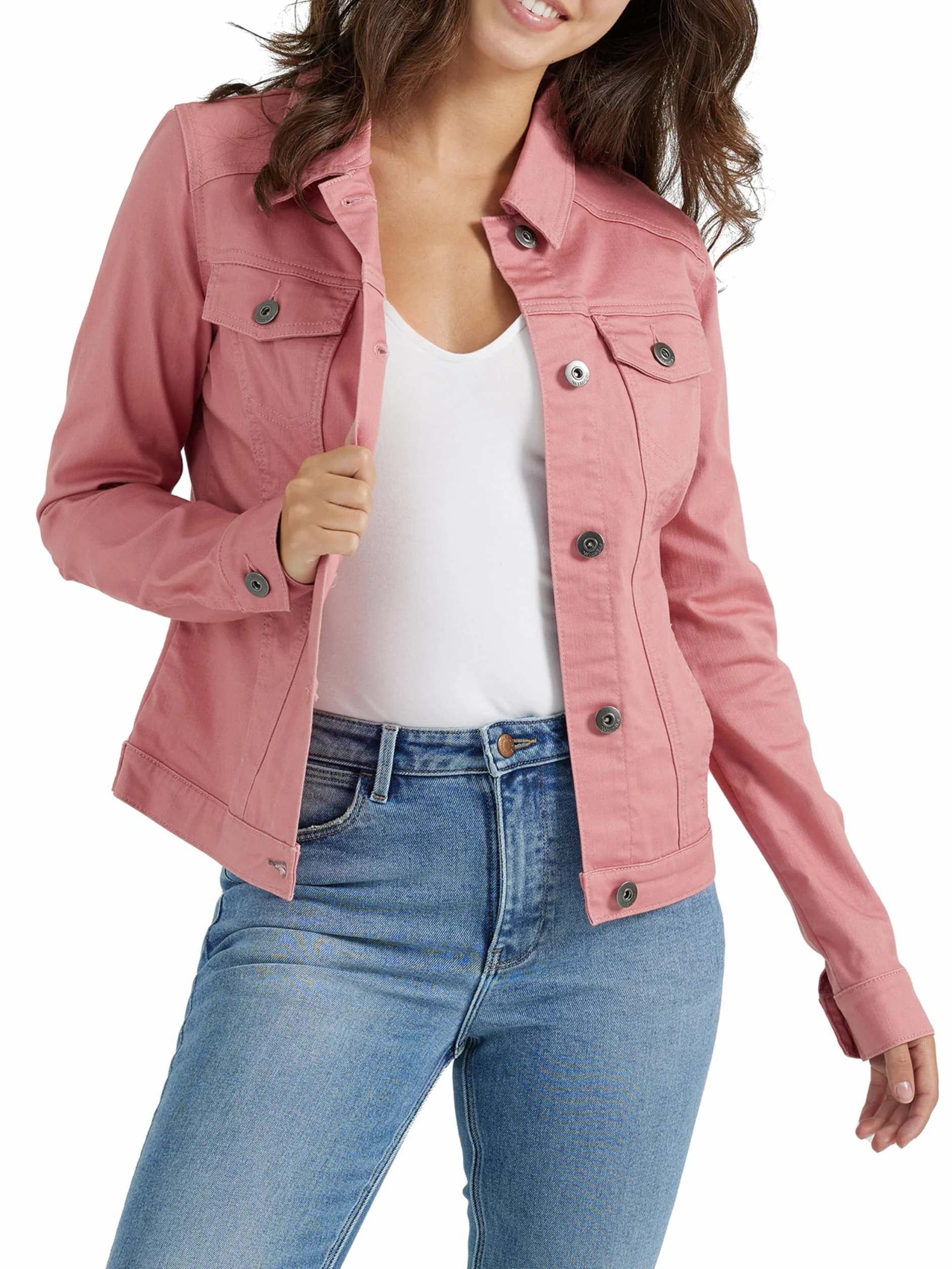 Wrangler Authentics Damska kurtka dżinsowa ze stretchem, Pudrowy róż, M