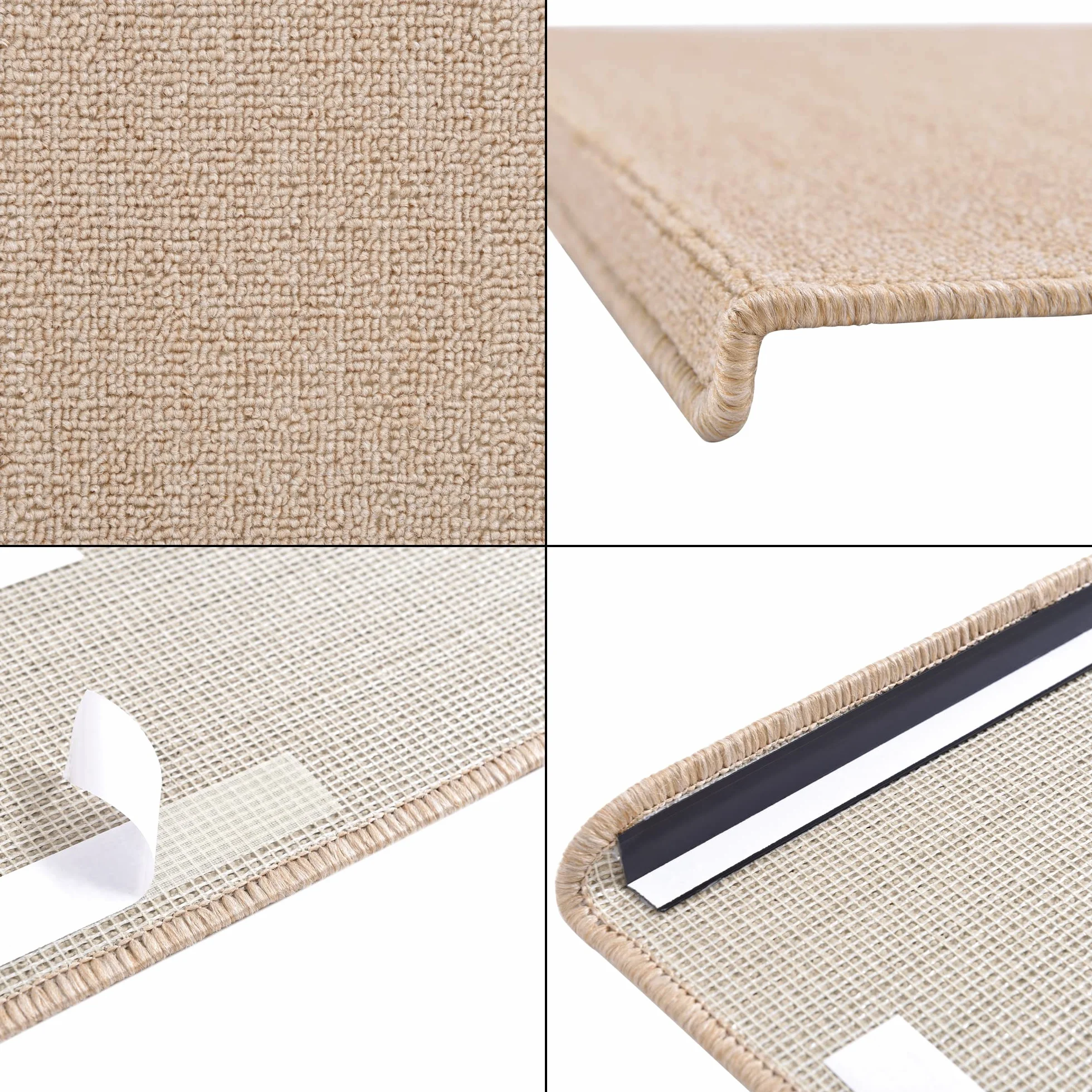 Maty na schody zestaw 15 sztuk 65x24 cm prostokątne samoprzylepne beżowe