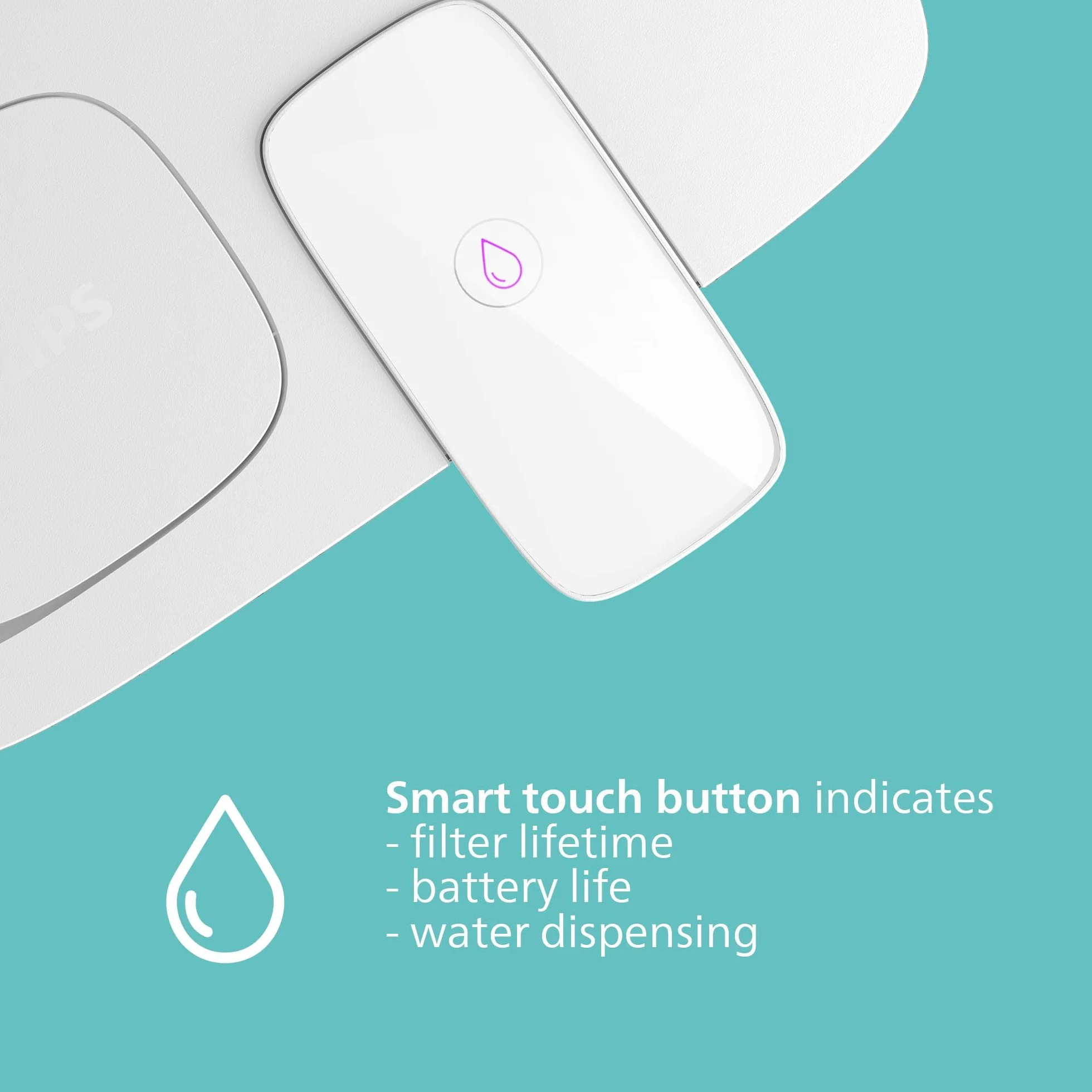 Philips Water Natychmiastowy filtr wody z 3 filtrami zamiennymi Softening+, redukcja wapna do kolejnych 50%, szybki przepływ 1 l/min, akumulator USB-C, pojemność 3 l