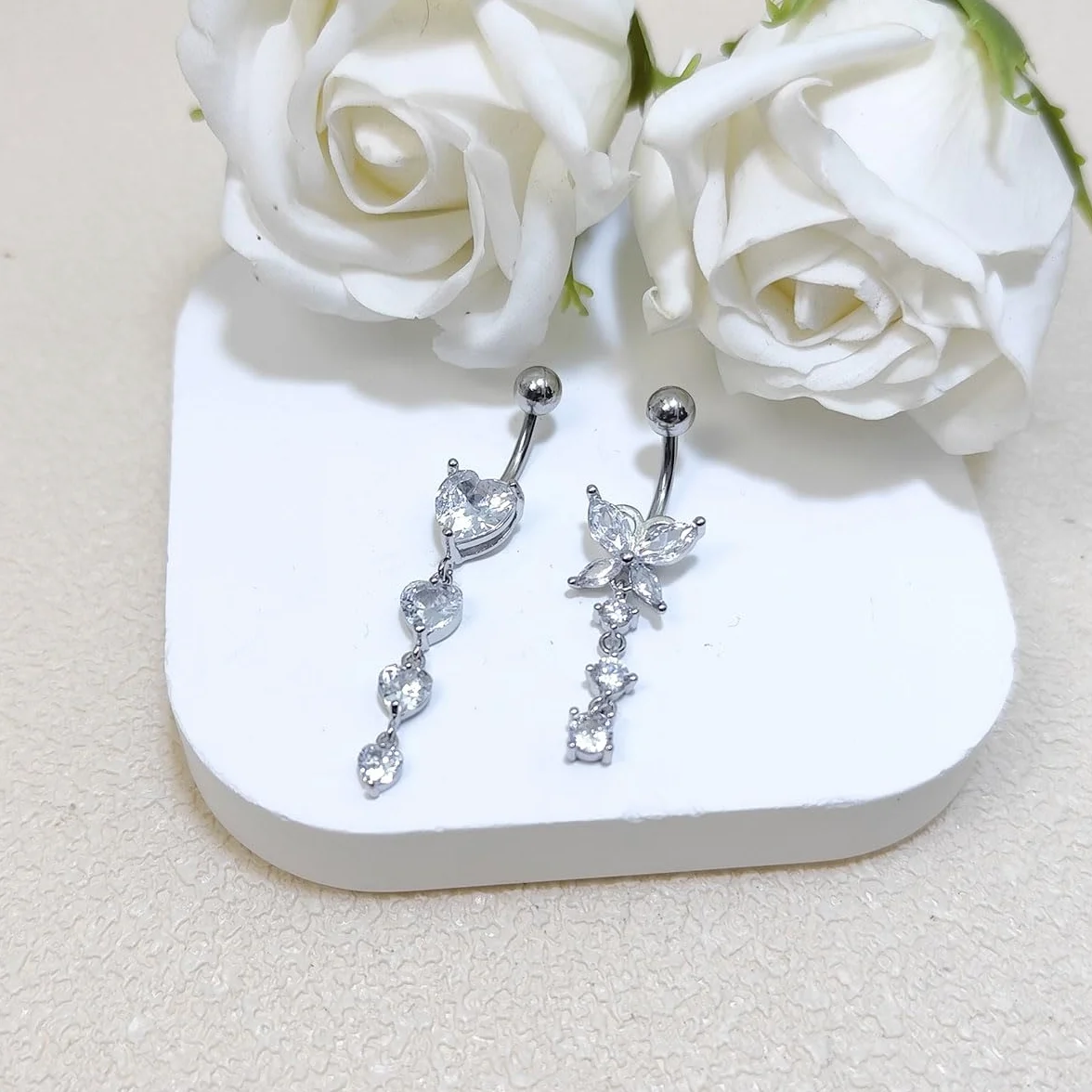 2-3-częściowy kolczyk do pępka 10 mm serce wisiorek piercing do brzucha 14G stal chirurgiczna piercing do pępka biżuteria srebrny złoty