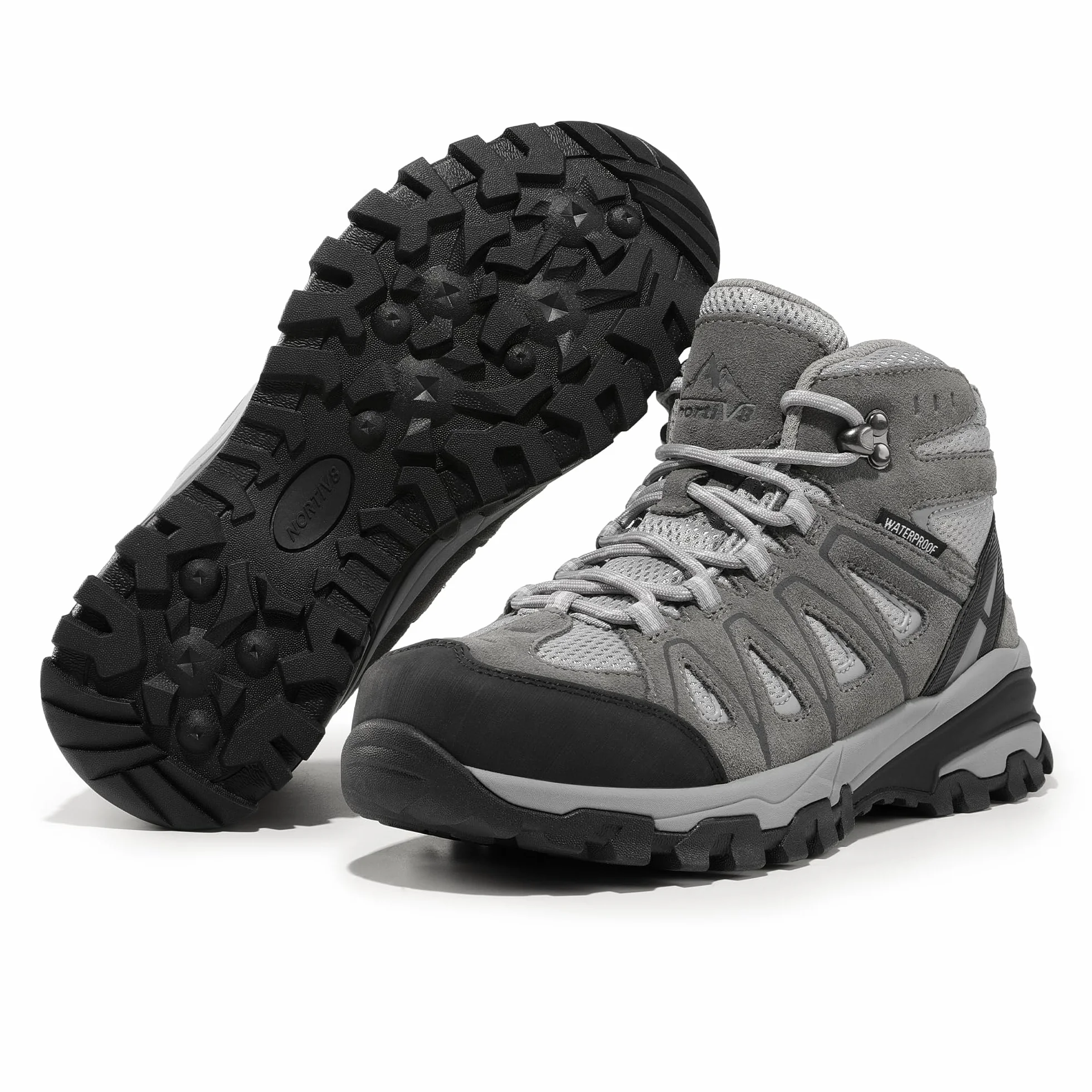 NORTIV 8 Damskie wodoodporne buty turystyczne outdoorowe szlak trekkingowy kemping buty turystyczne, jasnoszary, 7