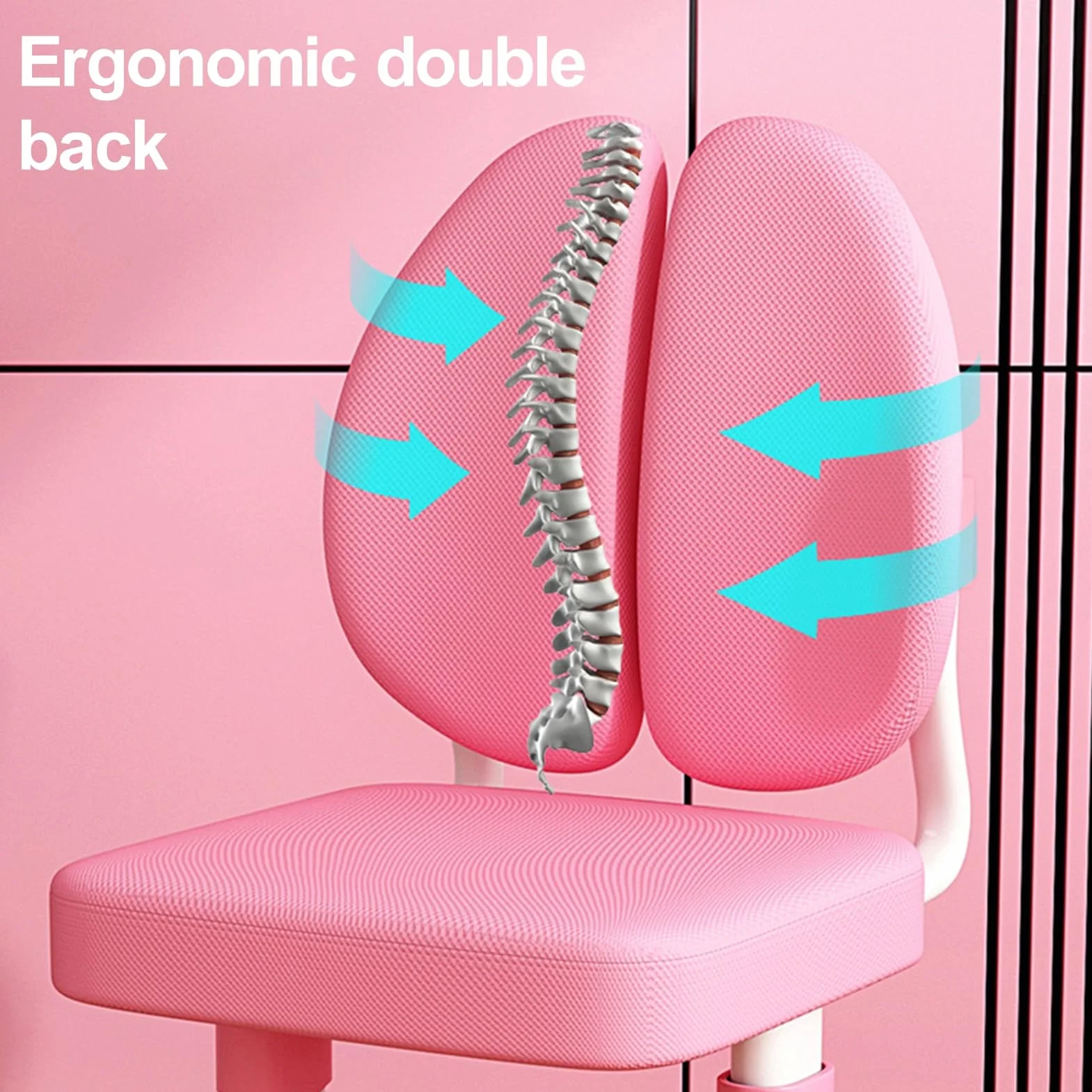 Zestaw Biurka i Krzesła dla Dzieci, Regulowany Stół do Nauki dla Dziewcząt i Chłopców, Ergonomiczne Biurko z Dużą Tablicą do Pisania, Półką na Książki i Szufladą, Różowy