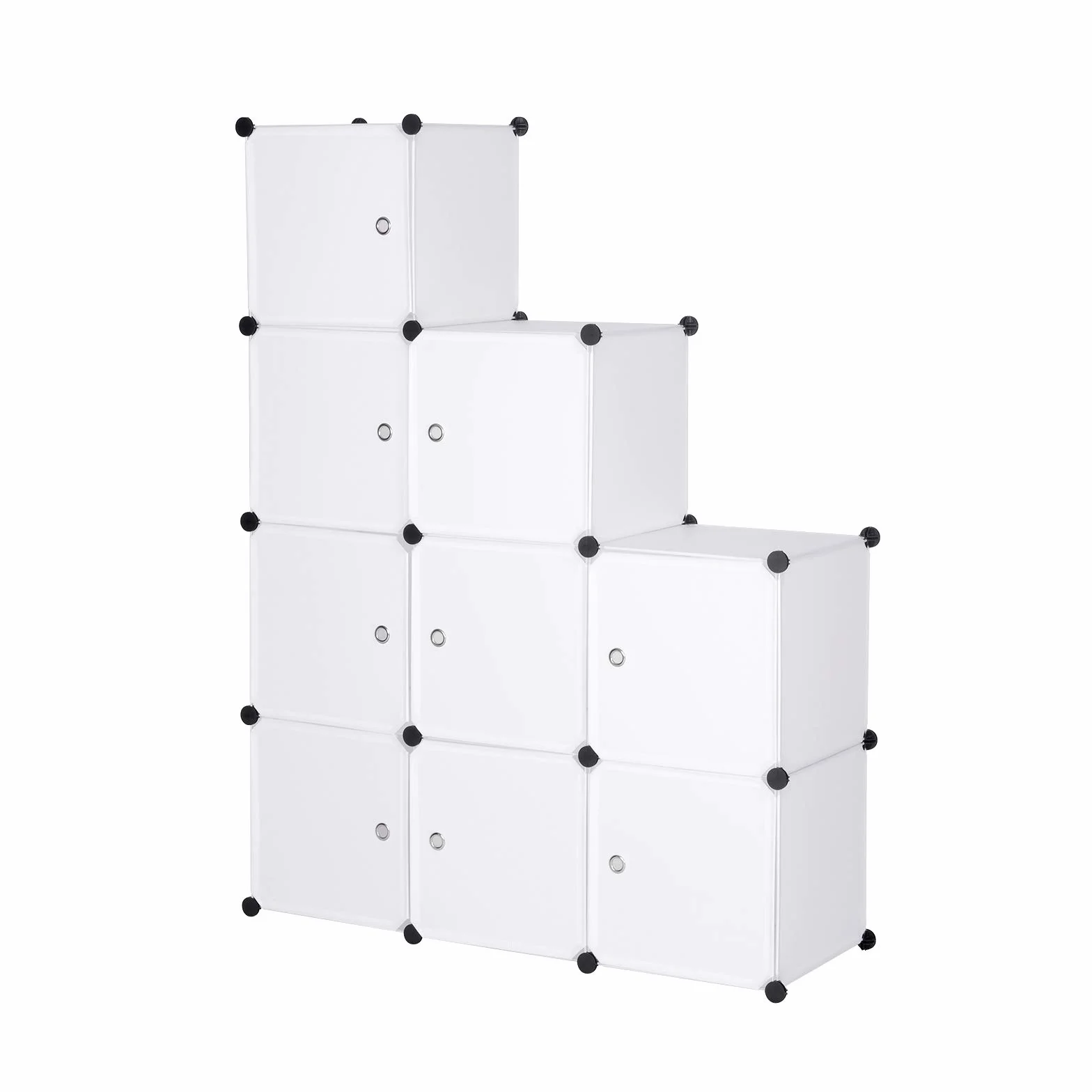 WOLTU szafa SR0055ws DIY system półek wtykowa regał z drzwiami 9 przegródek plastik 111x37x111cm biały
