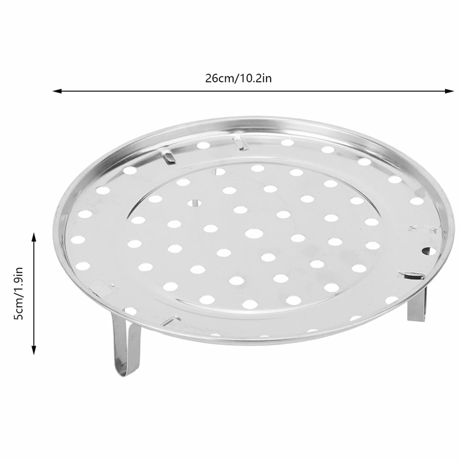 Stojak do Gotowania na Parze ze Stali Nierdzewnej Okrągły Stojak do Gotowania Uchwyt do Gotowania na Parze Taca Półka Akcesoria do Gotowania Srebrny (Duża średnica 26 cm)