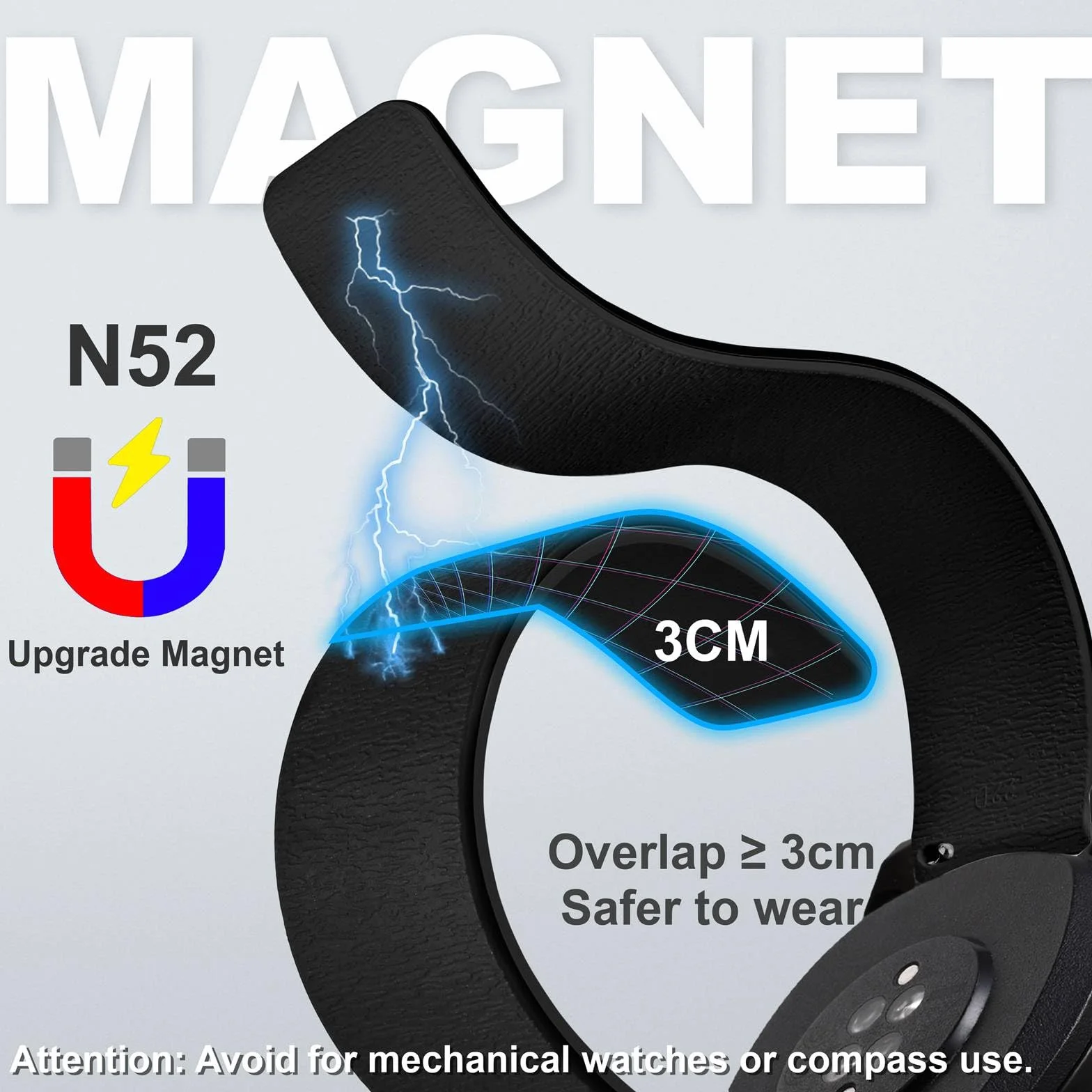 WOCCI Magnetyczne paski do zegarków silikon 20 mm 22 mm