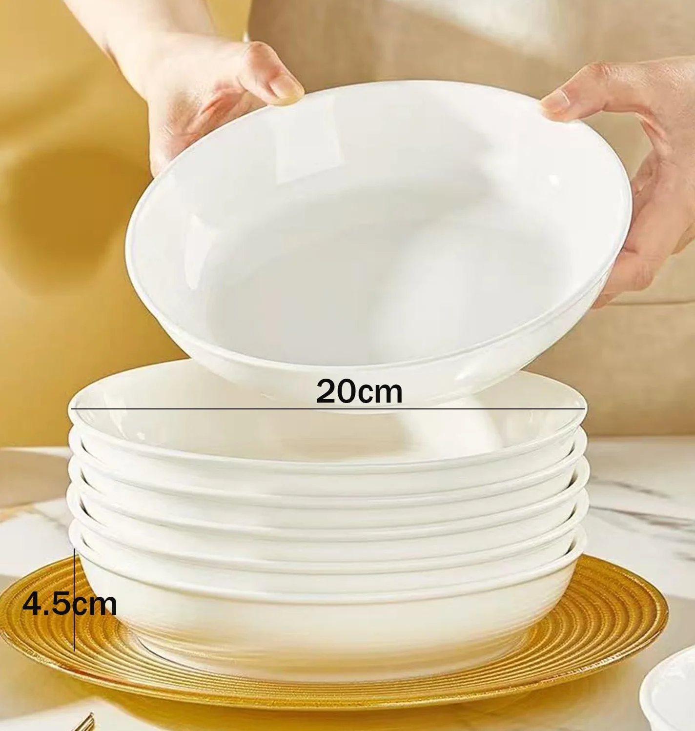 Duży zestaw talerzy do makaronu, głębokich talerzy do zupy, Ø 20 cm, talerze do sałatek, talerze do serwowania, makaronu, miski na makaron, duże miski do sałatek, uniwersalne miseczki na