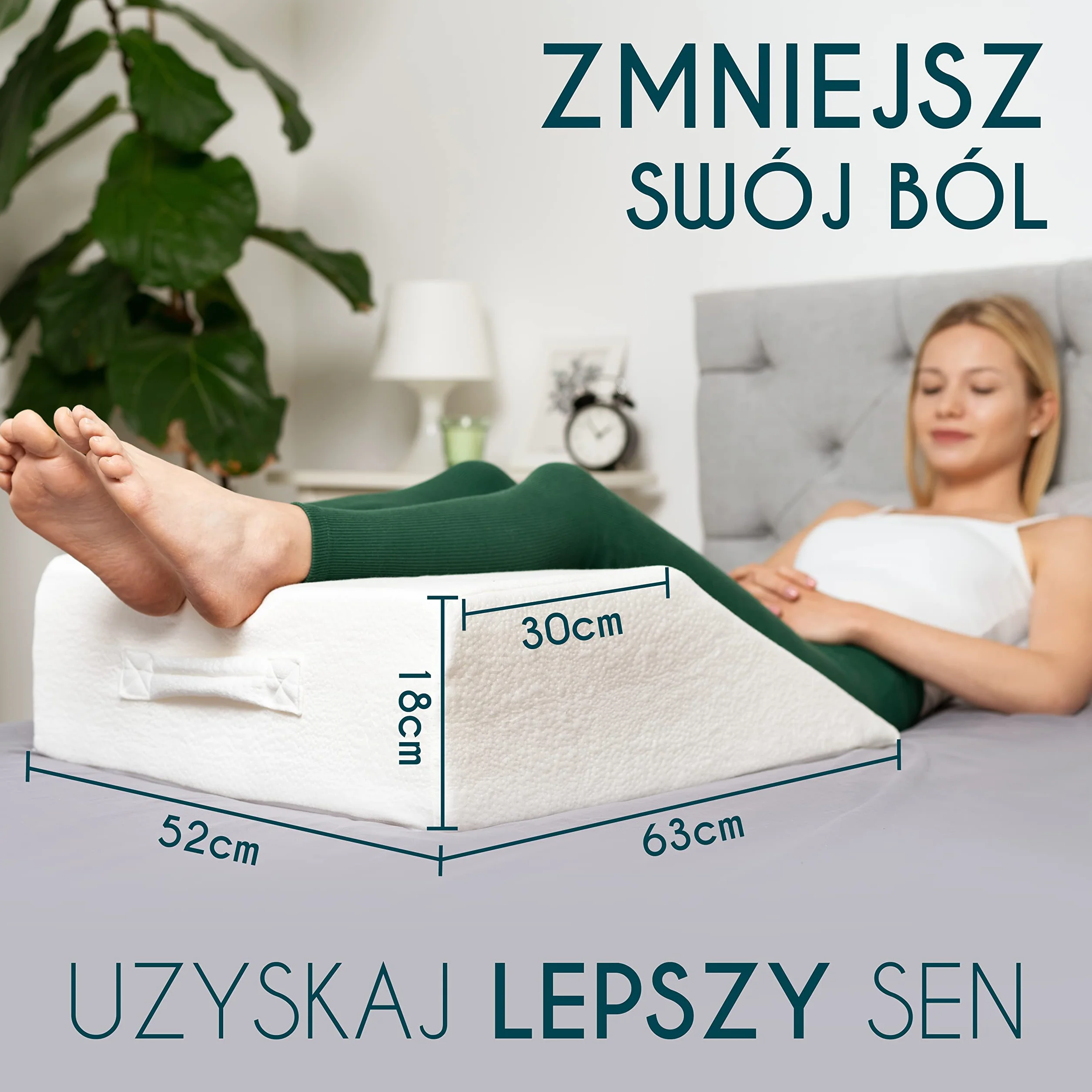 Dreamzie Poduszka do podnoszenia nóg terapeutyczna z pamięcią kształtu oddychająca hipoalergiczna