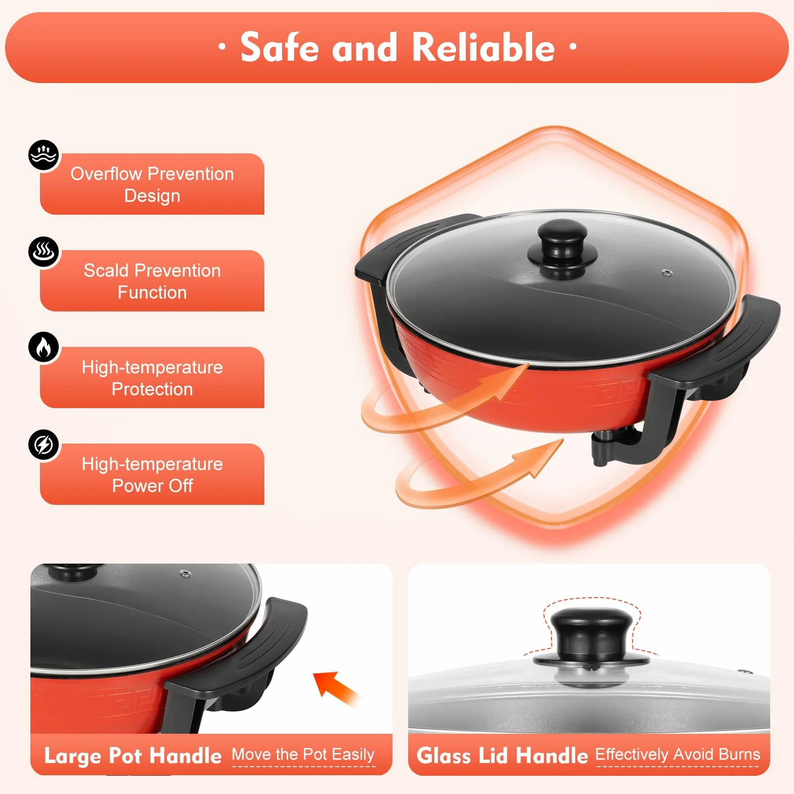 1360 W Hot Pot, elektryczny garnek nieprzywierający z 2 komorami, patelnia typu wok Yin Yang