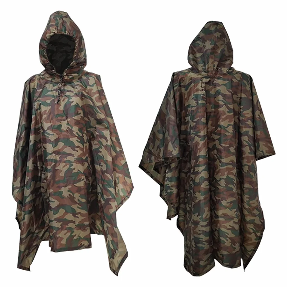 peleryna przeciwdeszczowa kamuflażowa, wielofunkcyjna 3 w 1, wodoszczelna peleryna unisex, mata pod namiot, plandeka ochrony przeciwsłonecznej, peleryna przeciwdeszczowa do wędkowania, wędrówek