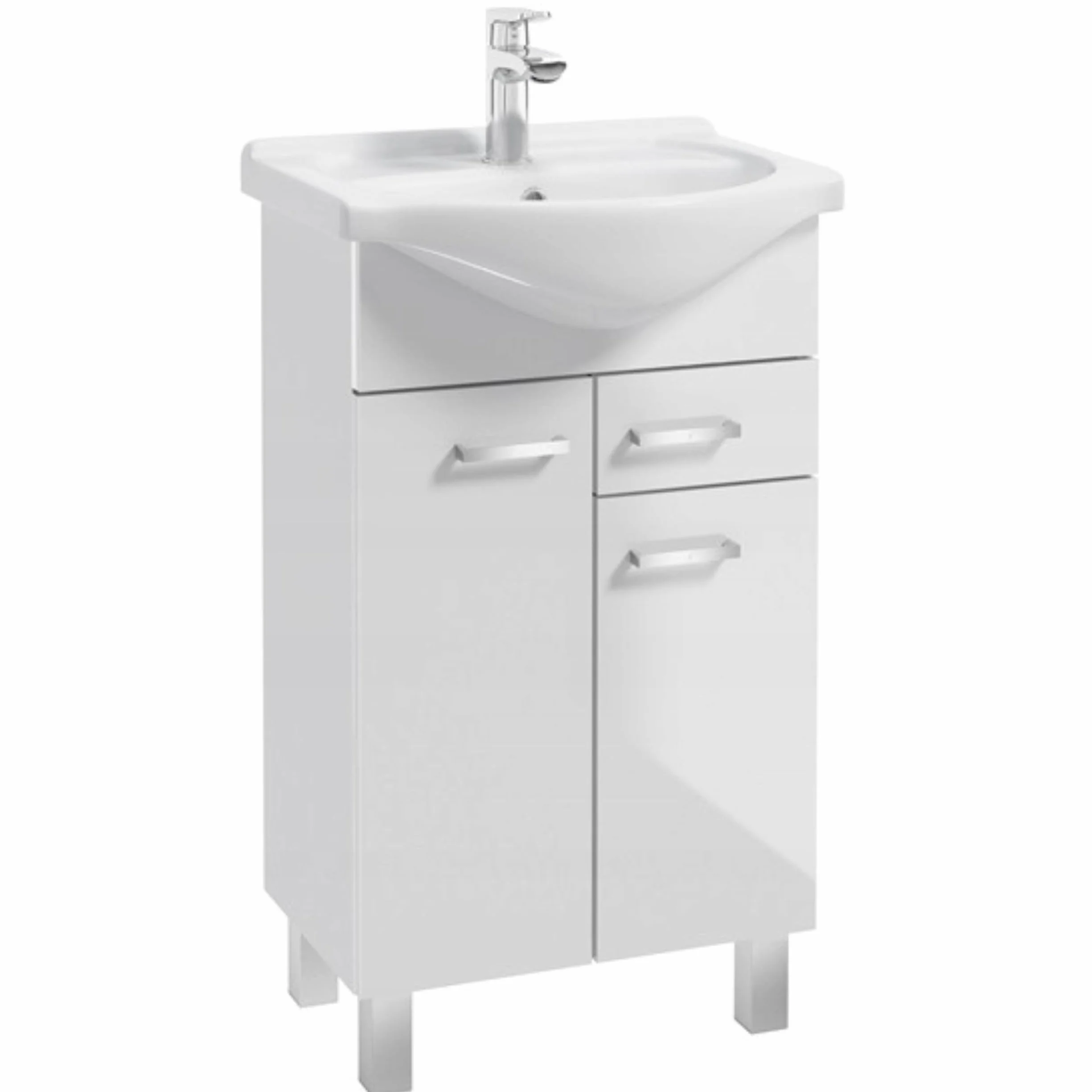 Deftrans Domodomo szafka łazienkowa z umywalką 80x55x30 cm biała ceramiczna stojąca z szufladą