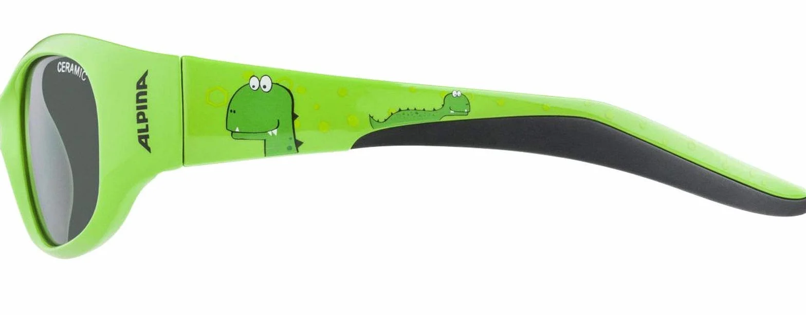 ALPINA Unisex - Dzieci, FLEXXY KIDS Okulary przeciwsłoneczne, green dino gloss/black, One Size