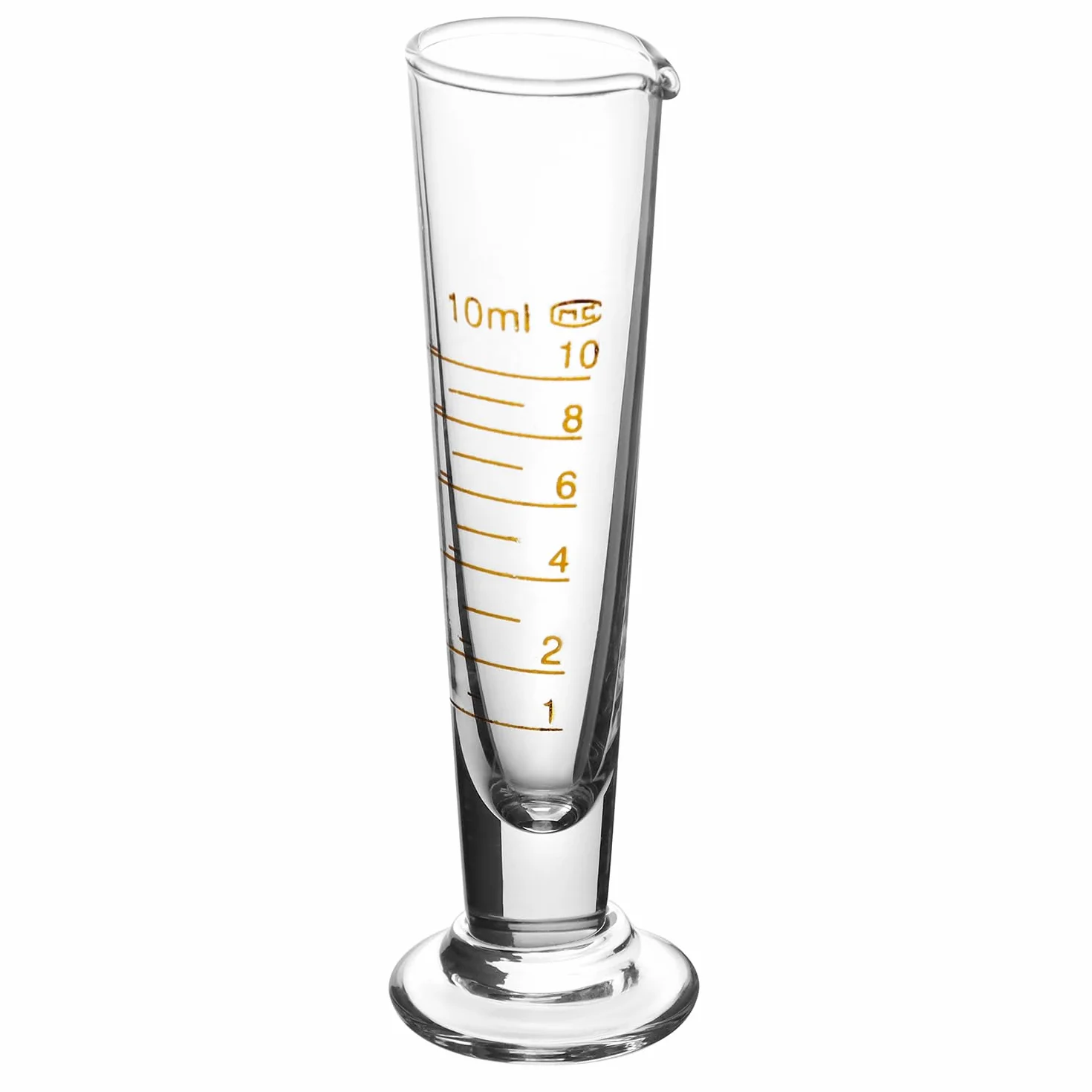 QWORK® Kubek z miarką, szklany cylinder ze szkła borokrzemowego o pojemności 10 ml, ze skalą o wysokiej precyzji