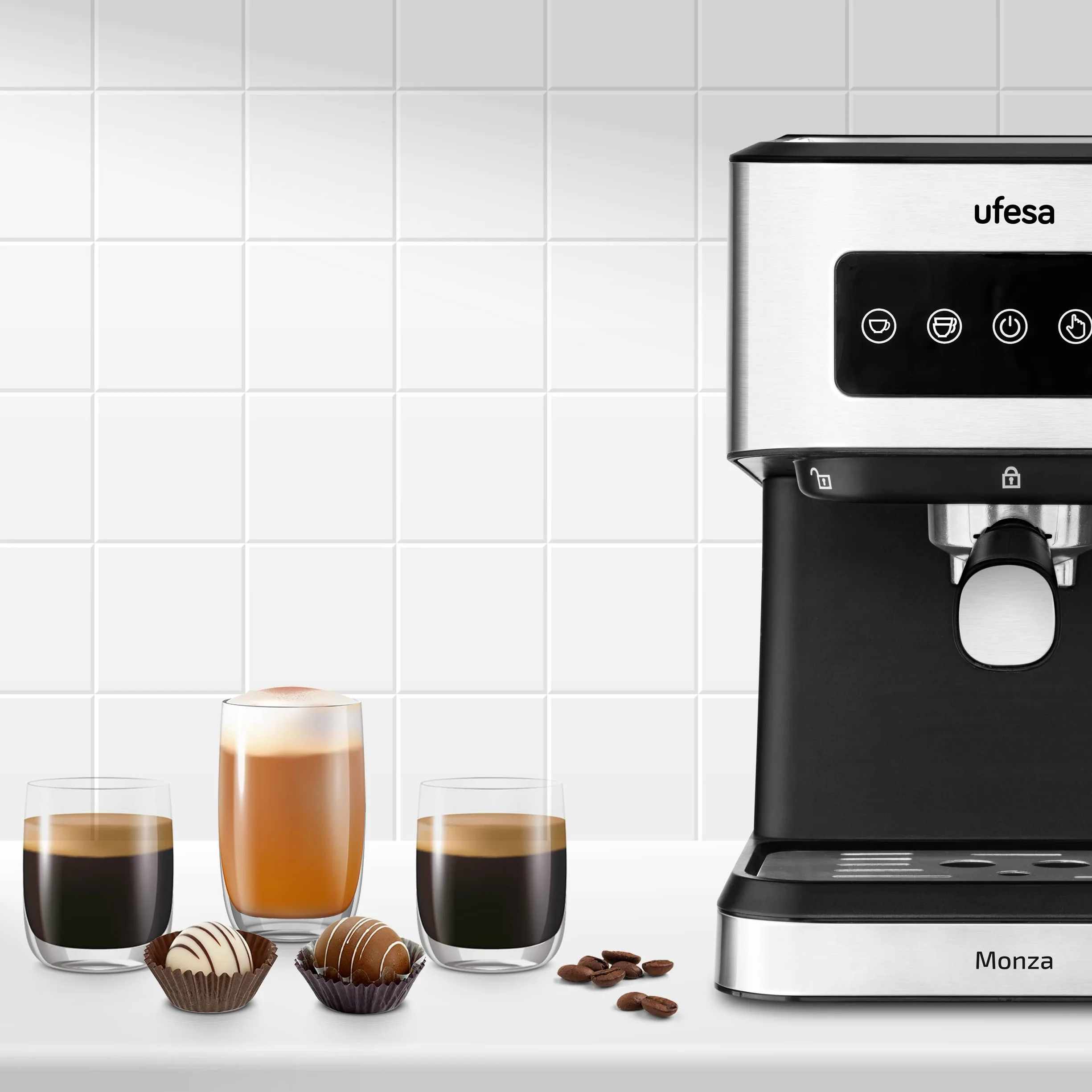 Ufesa Monza ekspres do kawy espresso 20 bar 1050 W cyfrowy panel dotykowy